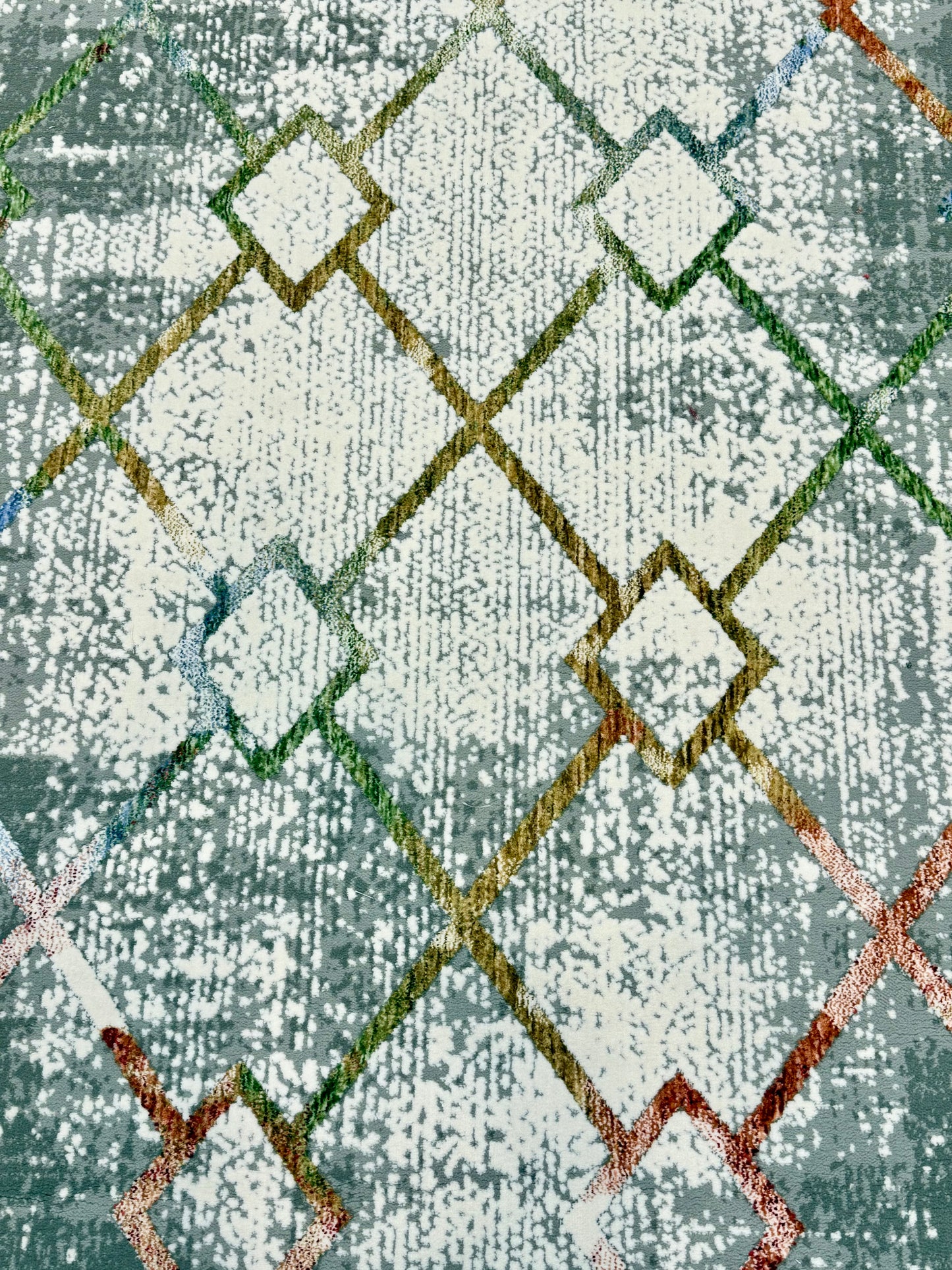 Vintage Wash Rug: Gray, Cream, Red, and Olive - Size (4.10x7.3)ft