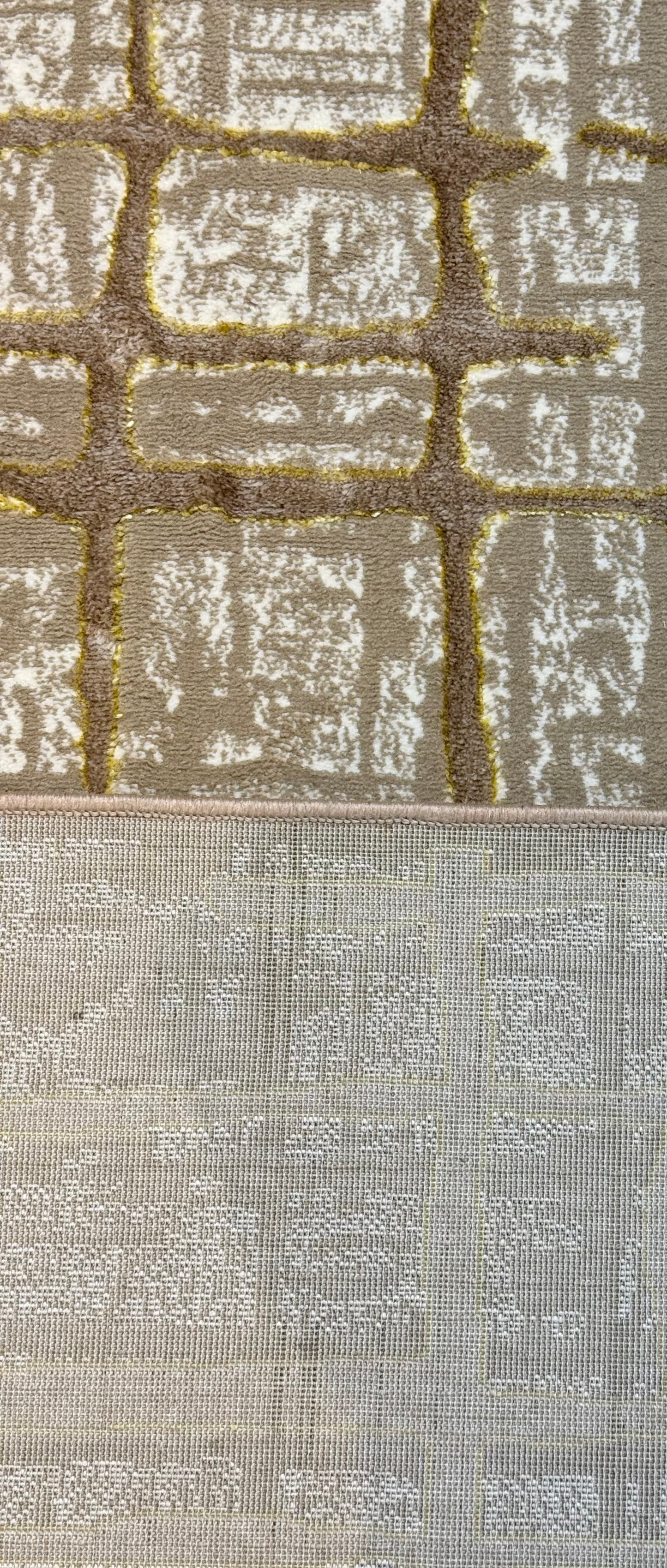 Distressed Abstract Grid |Textured Area Rug | Beige & Ivory | Size (5 x 7.3 ft)