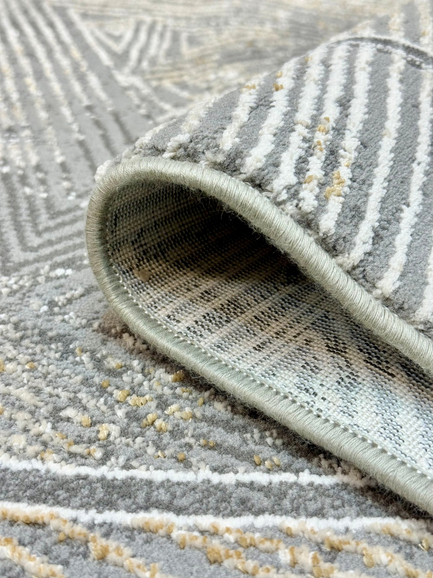 Desert Sands Rug - Marbled Beige with Dark Linear Accents - Size 150x225 cm (4.10x7.3)ft