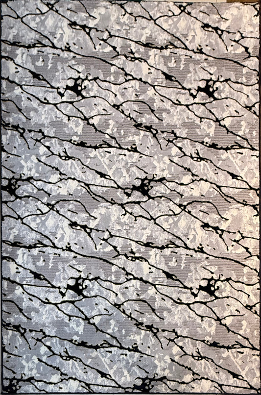Abstract Marble Rug 5×7.3 ft – Luxury Grey, Black & White Modern Area Carpet