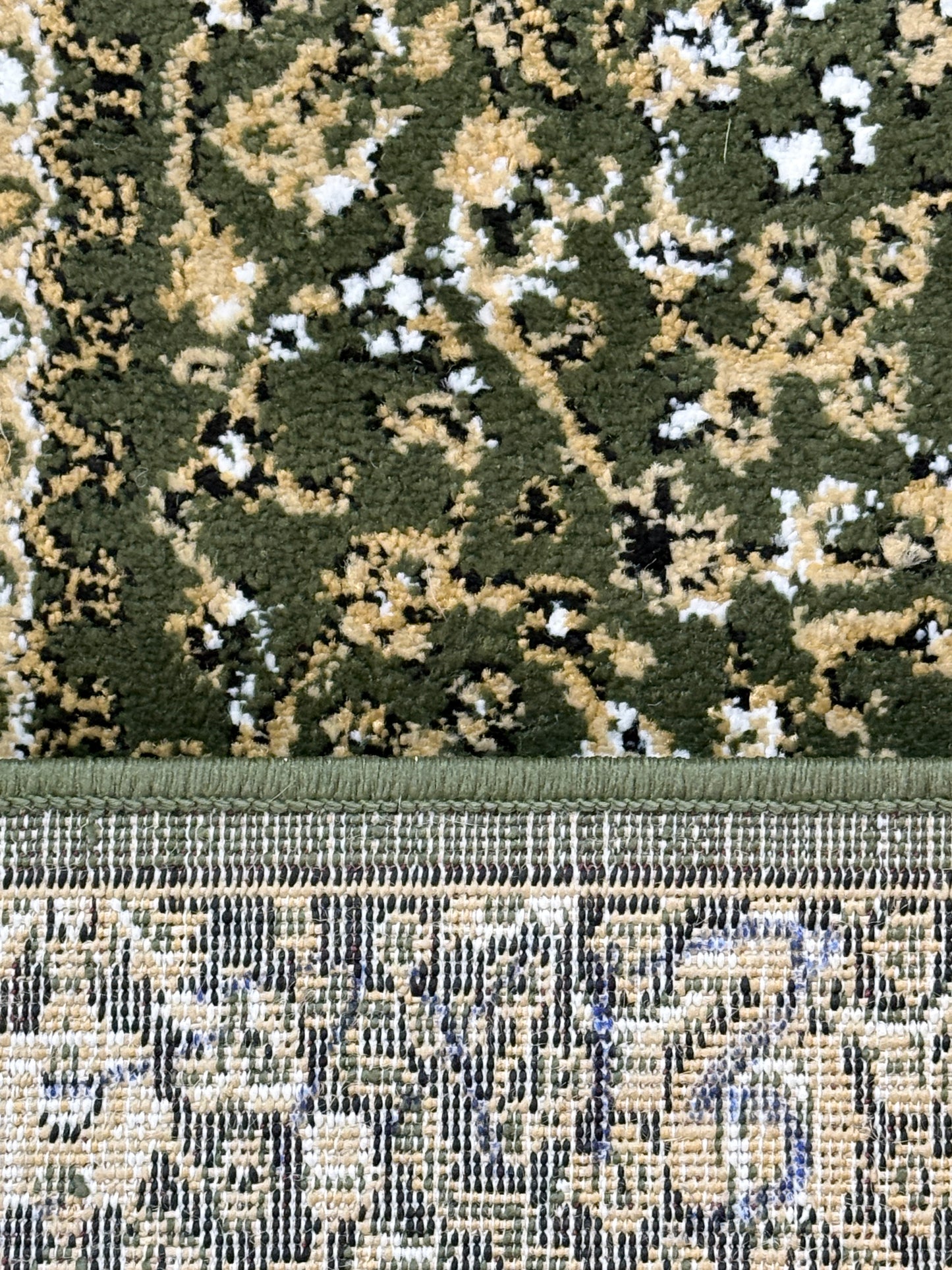 Persian Style Hallway Runner | Green Cream Beige Black | Size 2.7 x 13.2 ft