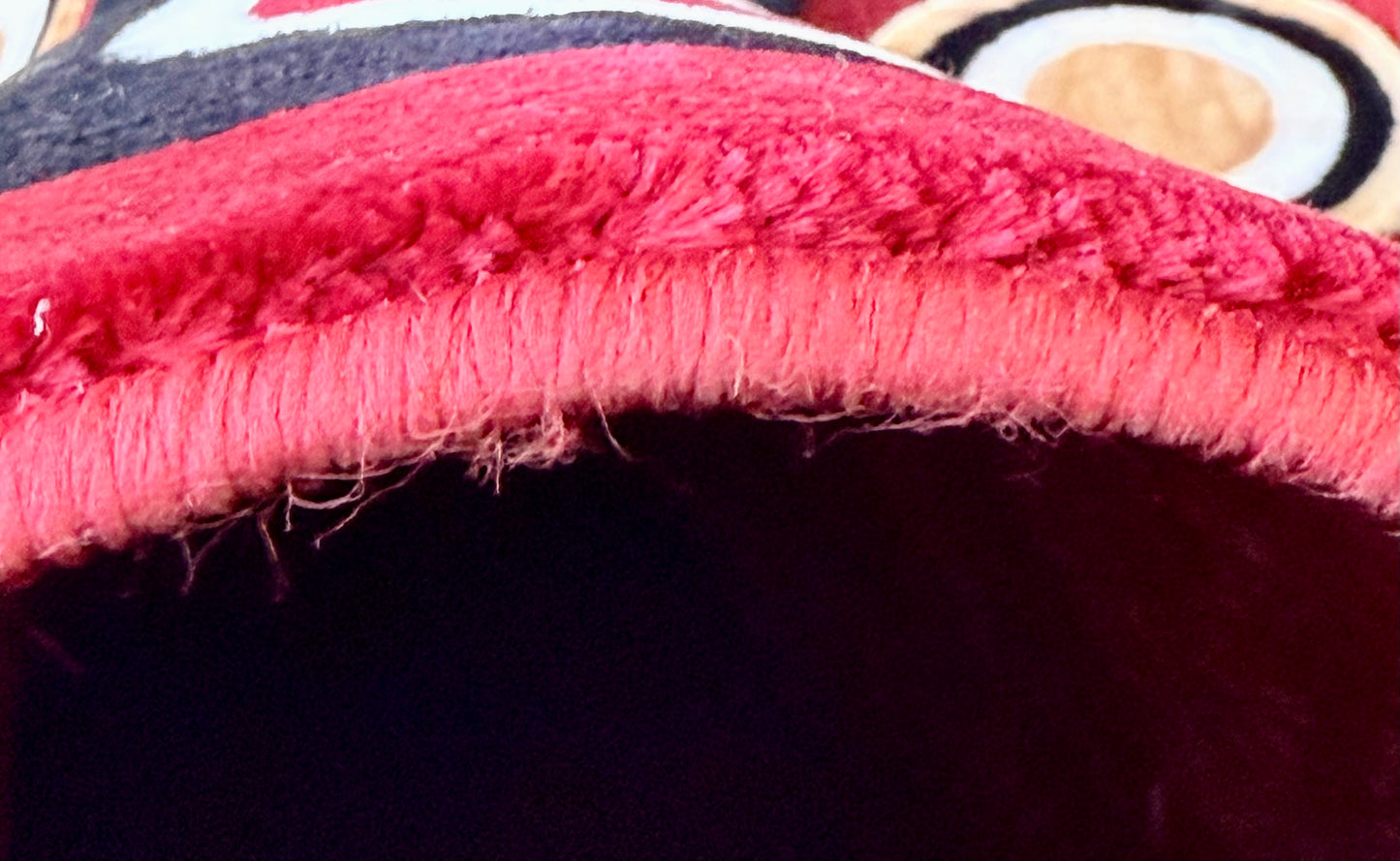 Chenille Modern Geometric Circles Rug - Red, Gold, and Black Accent 200x290cm (6.7x9.6)ft