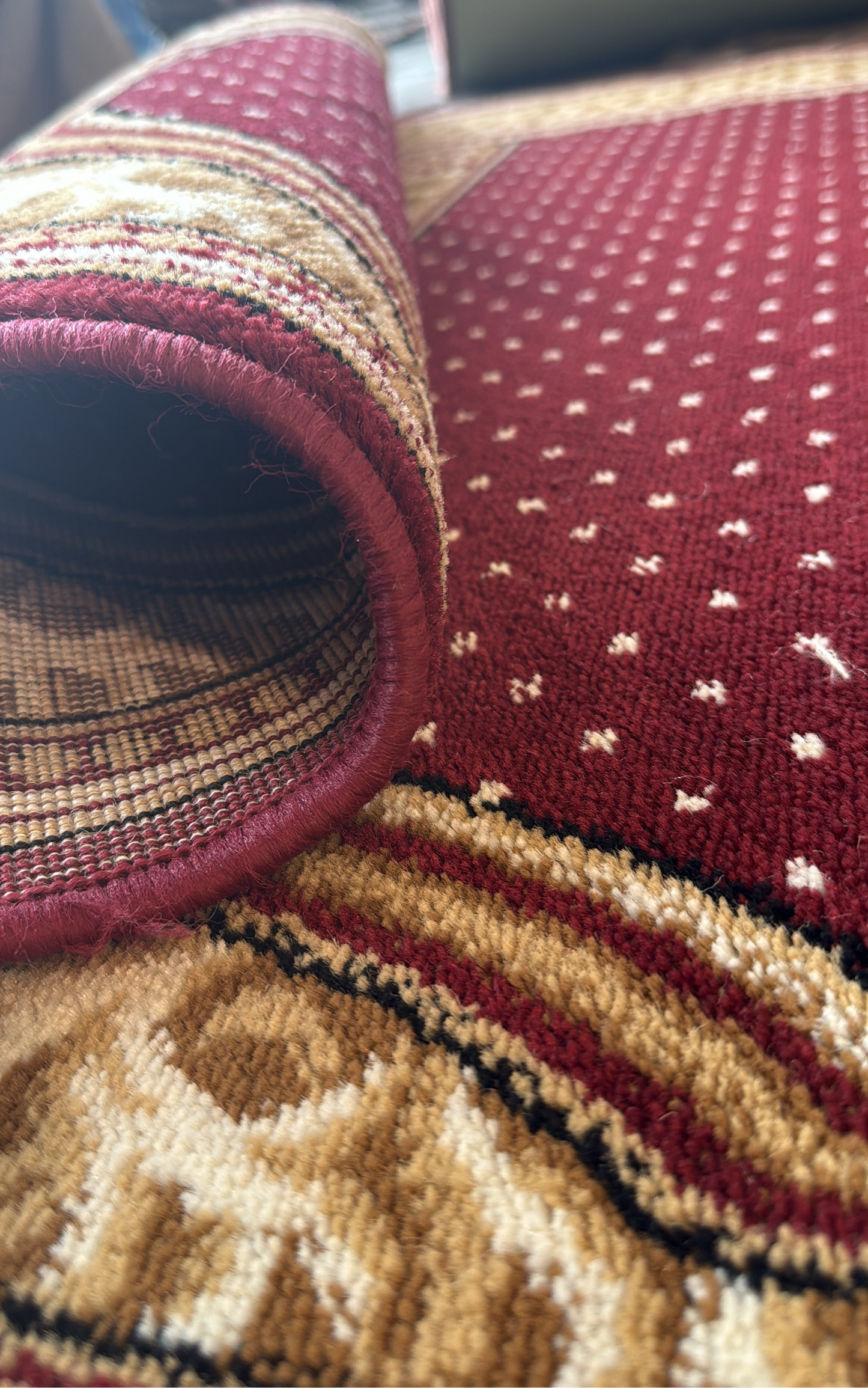 Prayer Mats/Suff Size 2x4 ft Masjid-Style Prayer Carpet (Jaynamaz) – Red & Gold