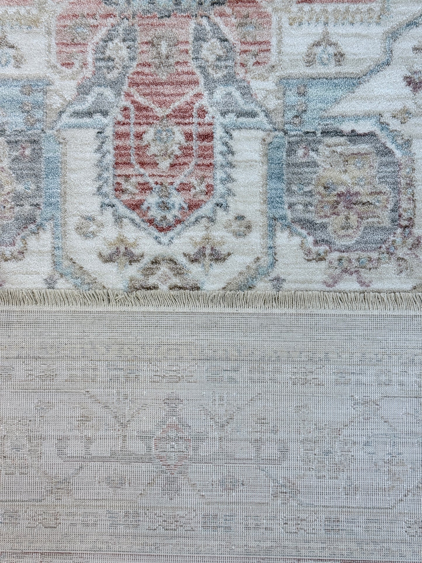Vintage Medallion Oriental Rug | Beige, Terracotta & Slate Blue | Size 150x230 cm (4.11x7.6 ft)