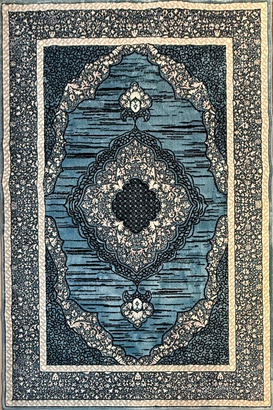 Modern Persian Medallion Rug (5' x 7'3") ft - Aqua, Blue & Cream Traditional Pattern