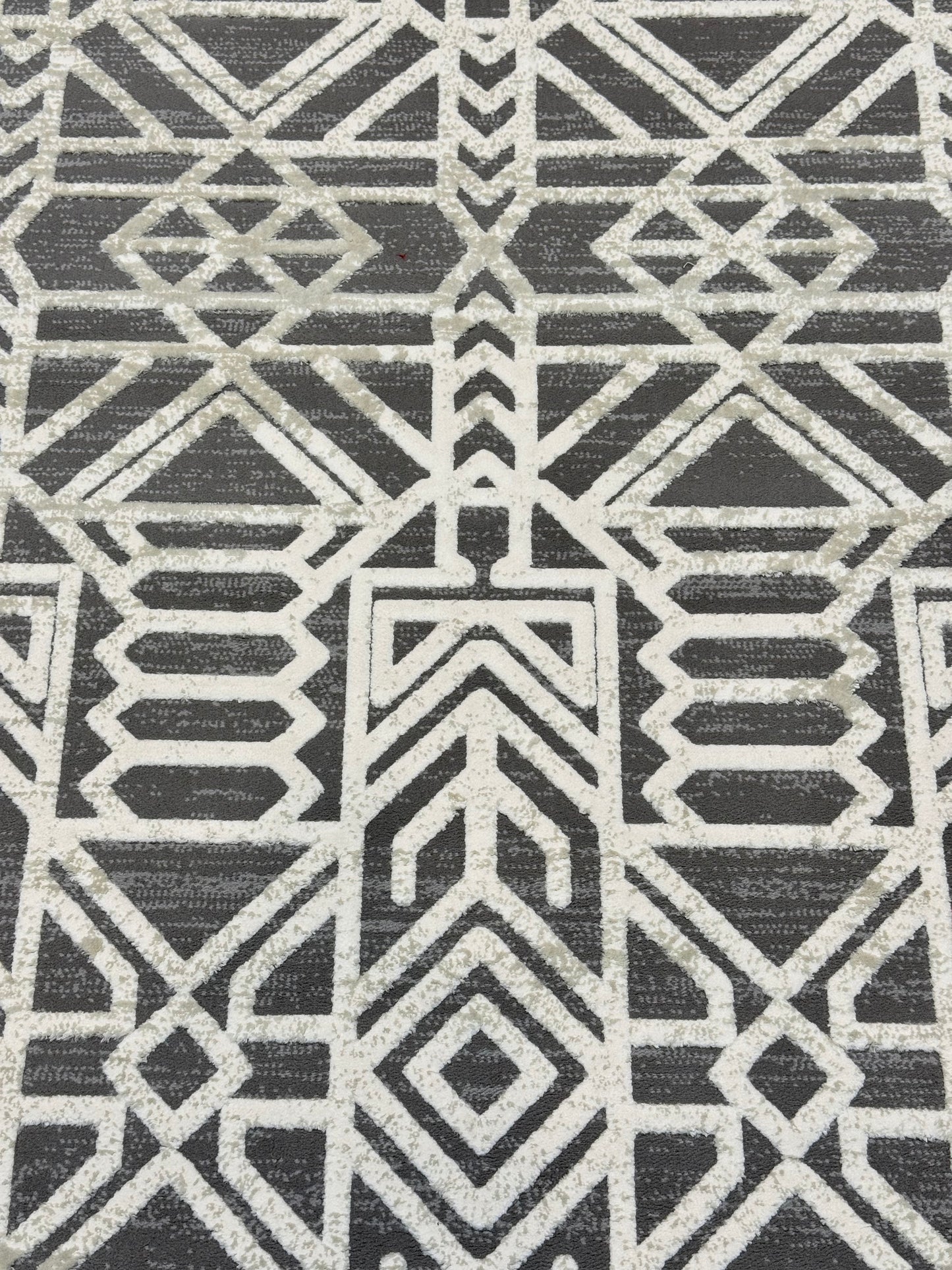 Modern Geometric Rug - Grey and Off-White - Size 150x220cm (Approx. 5x7.3 ft)