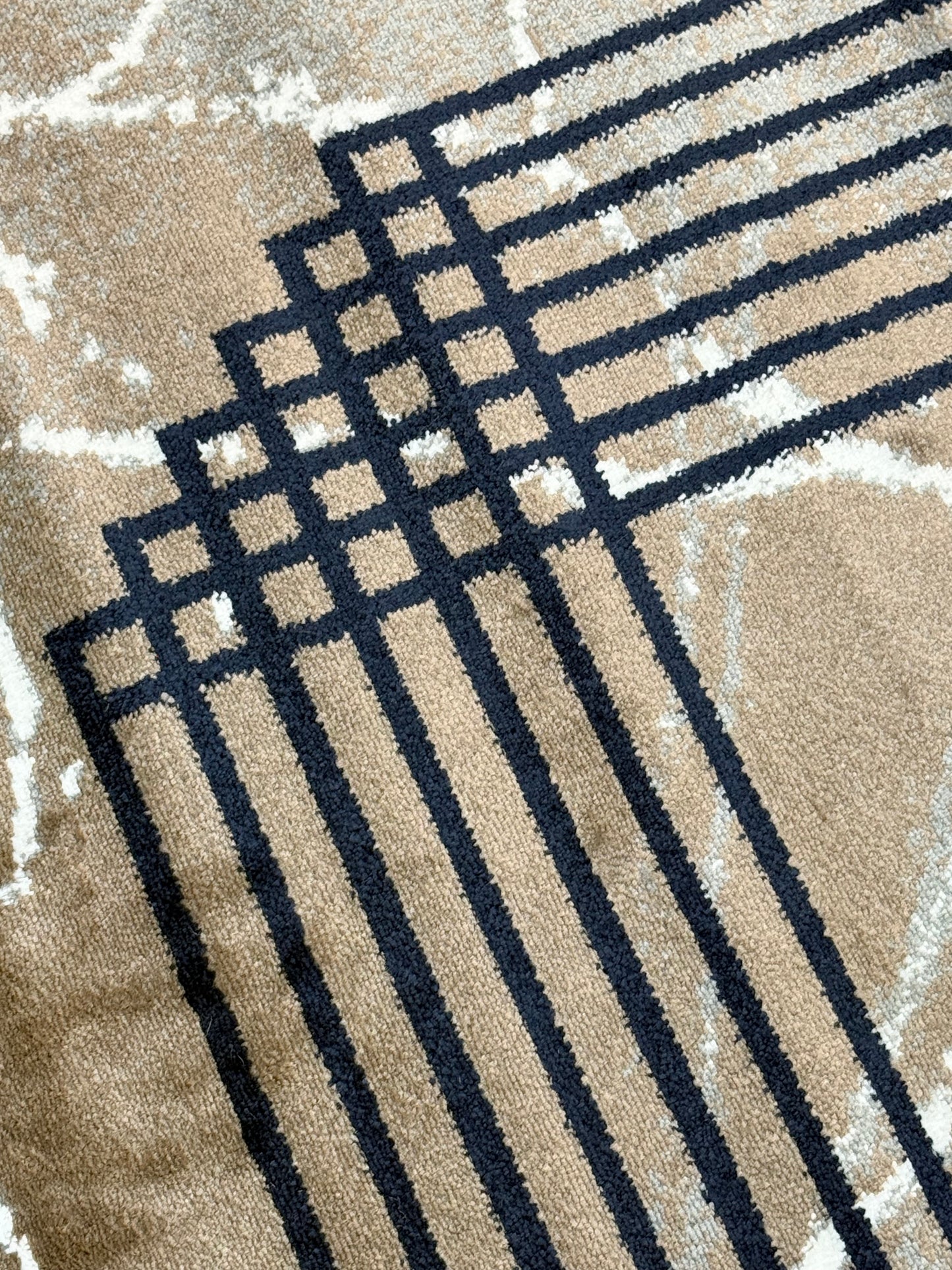 Modern Marble Frame Rug – Beige, Brown & White – Size (5x7.3) ft