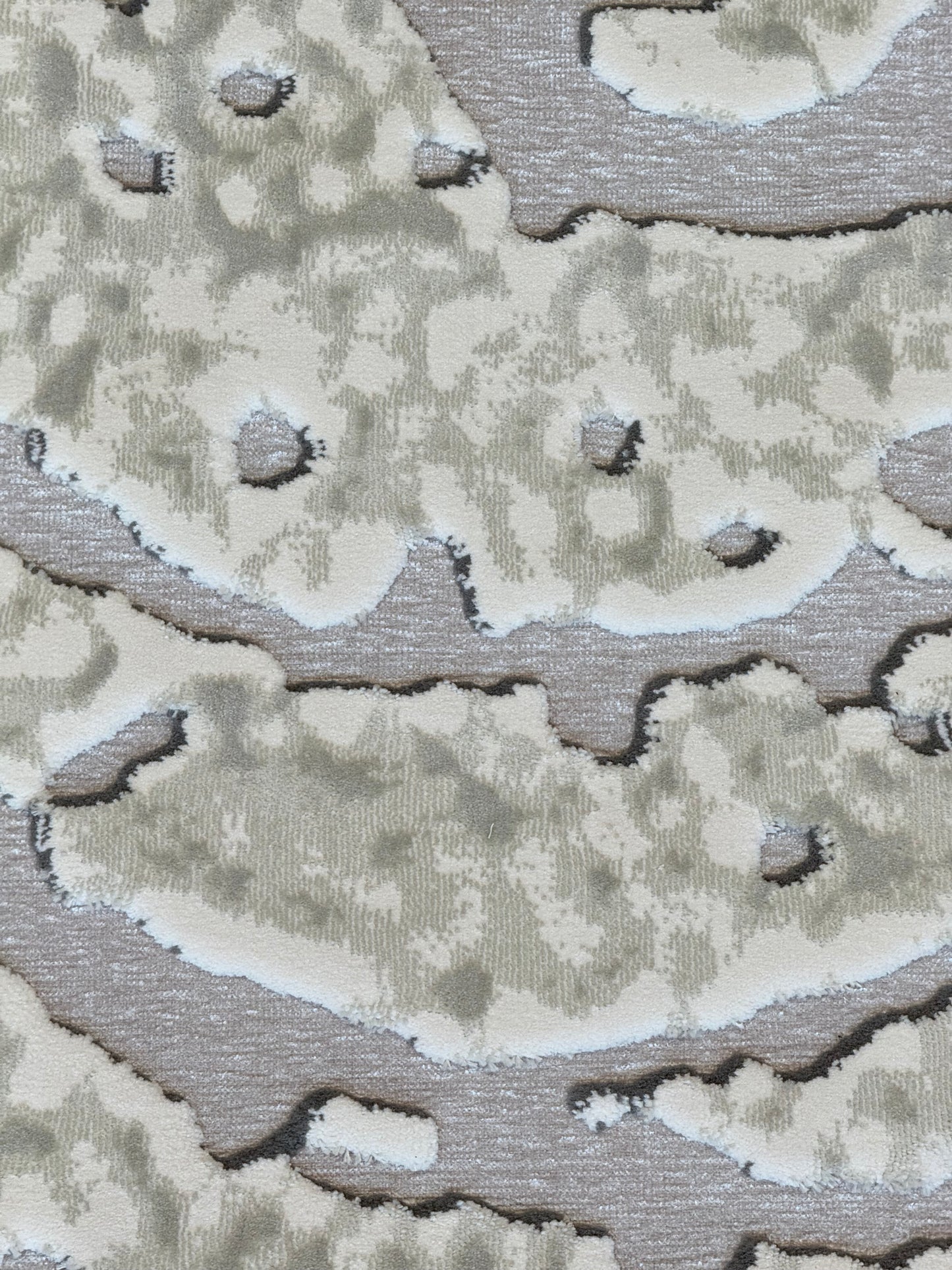 Quartz Modern Abstract Swirl Rug - Ivory and Light Grey - Size (6.7x9.6)ft