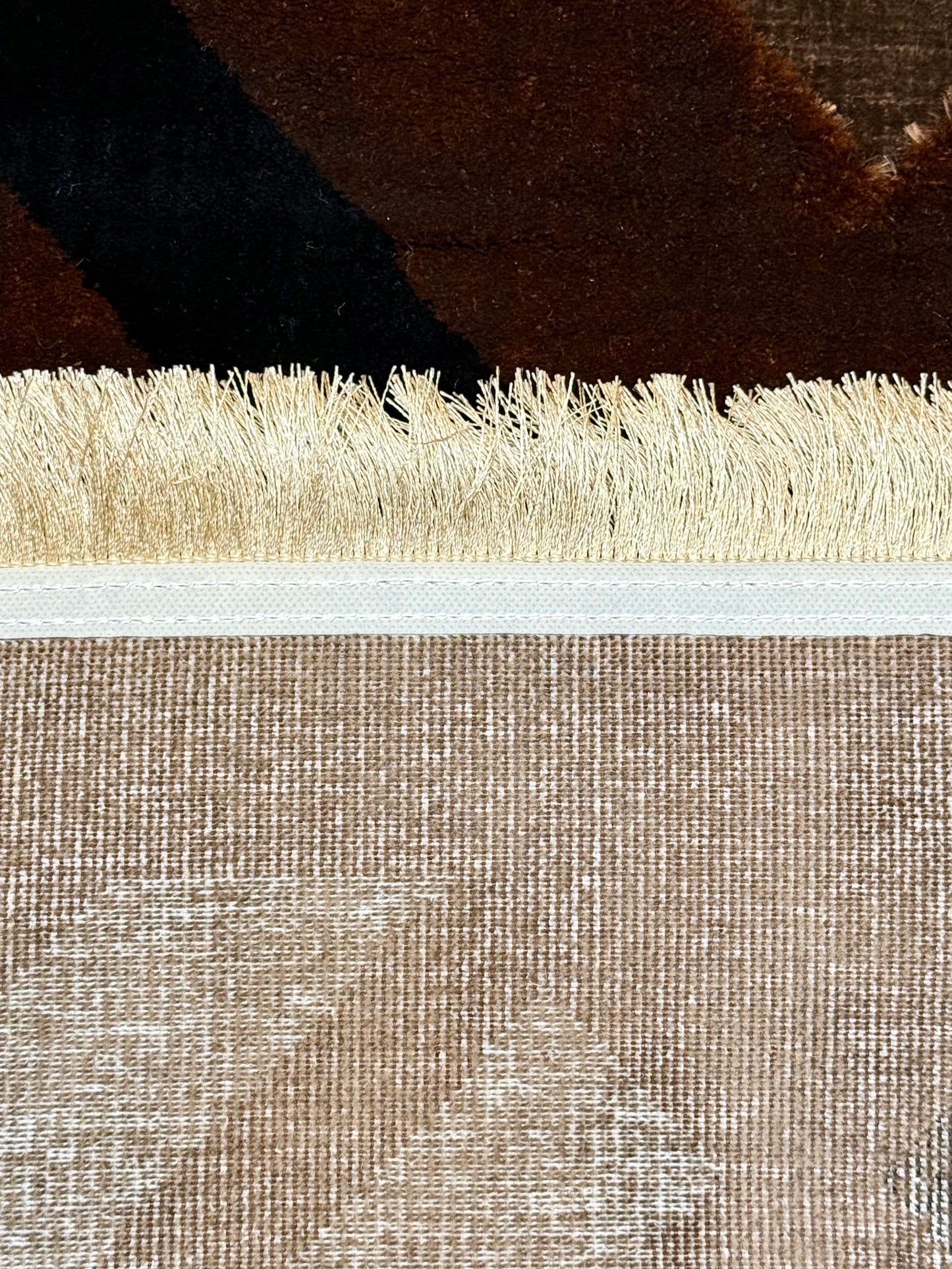 Chenille Rustic Chic Rug - Brown Diamond Spiral Design 200x290cm (6.7x9.6)ft