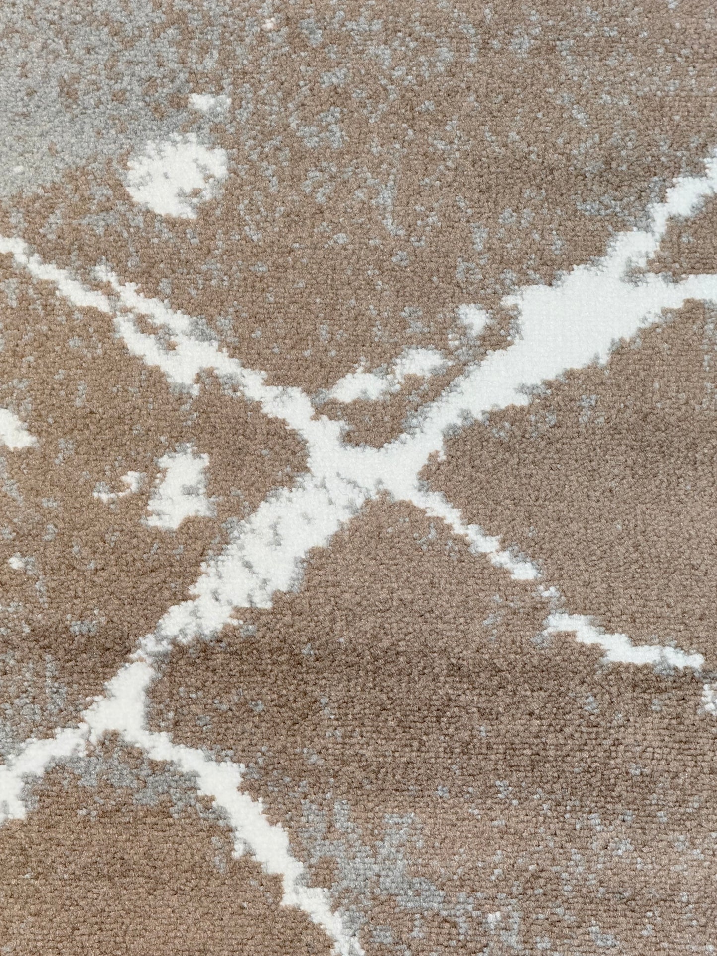 Modern Marble Frame Rug – Beige, Brown & White – Size (5x7.3) ft