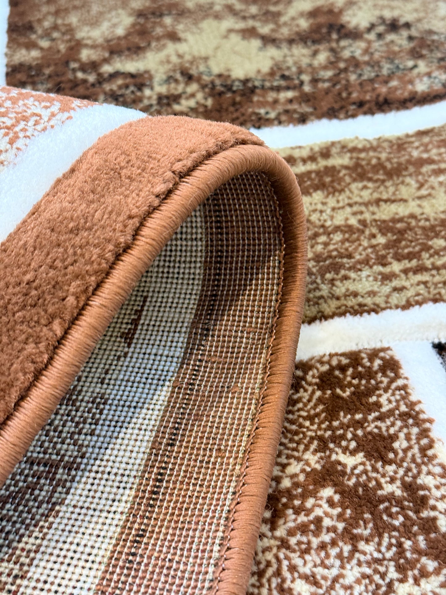 Modern Patchwork Area Rug | Brown, Black & Cream Abstract Zebra Print Size (5.3x7.3) ft