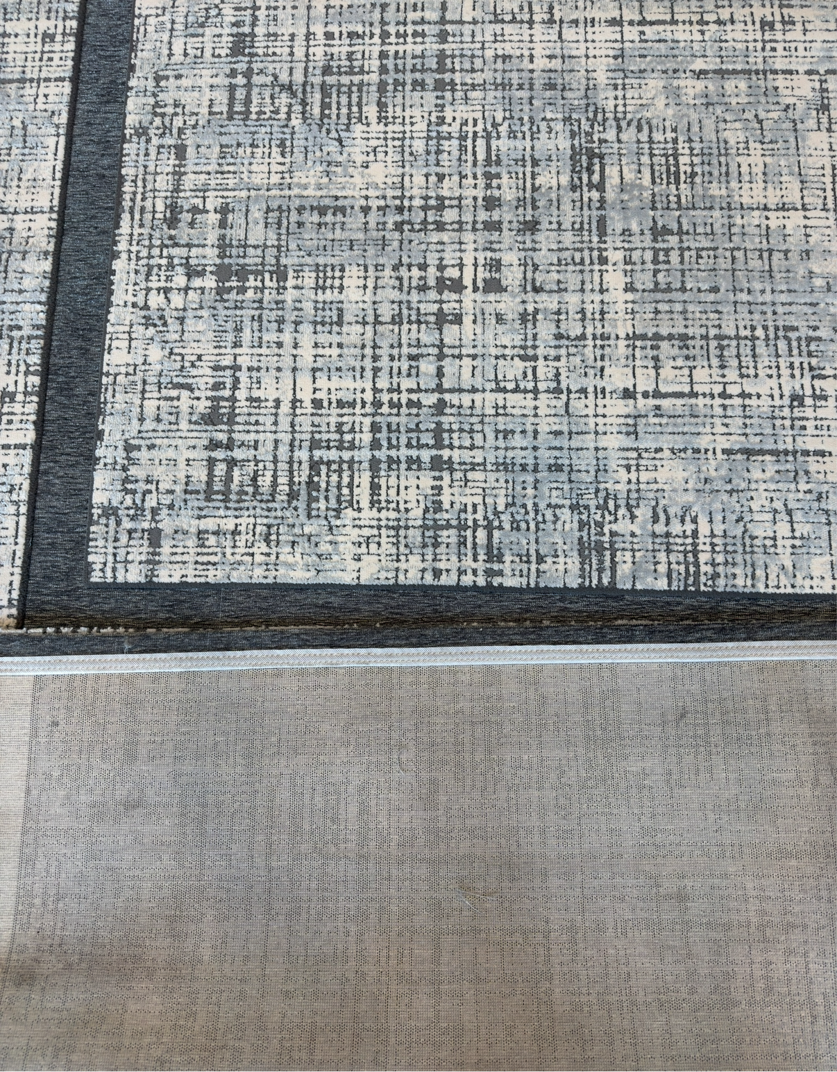 Modern Abstract Geometric Area Rug - Light Grey and Charcoal - Size (6.7x9.6)ft