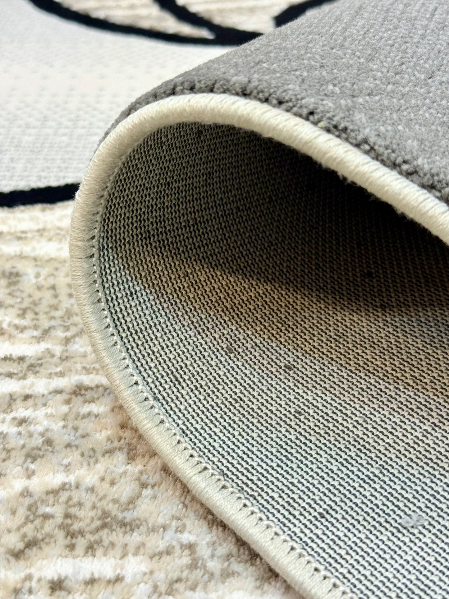 Stylized Abstract Portrait Rug - Charcoal and Silver Tones - Size (4.10x7.3)ft