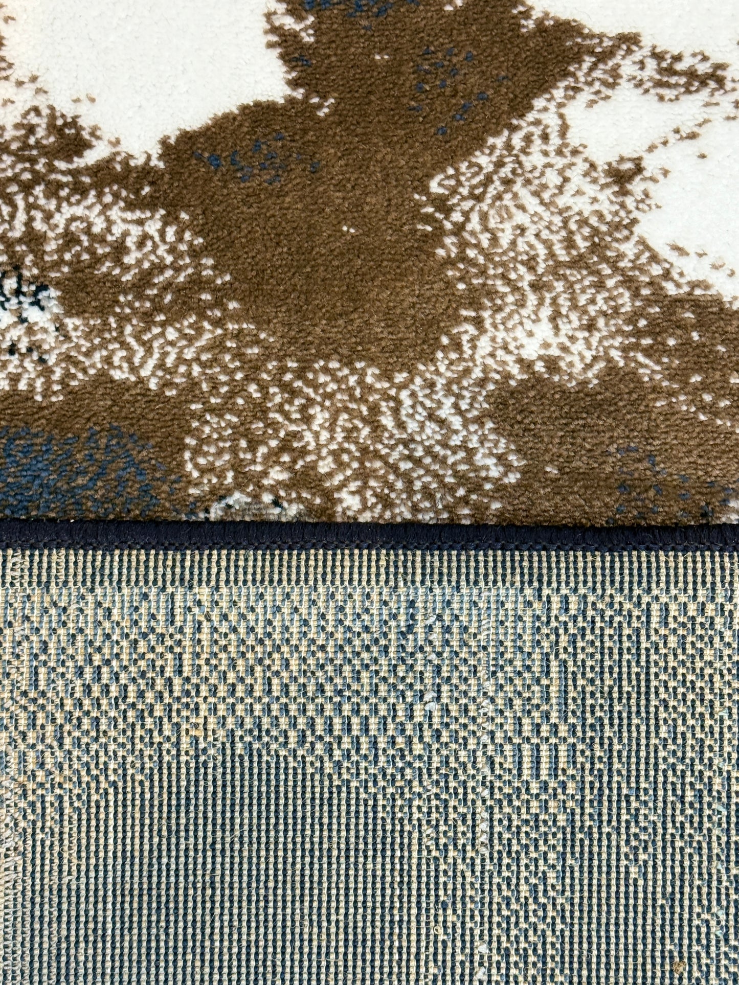 Celestial Nebula Abstract Area Rug | navy, slate blue, charcoal & bronze | Size 3.3x5.0 ft
