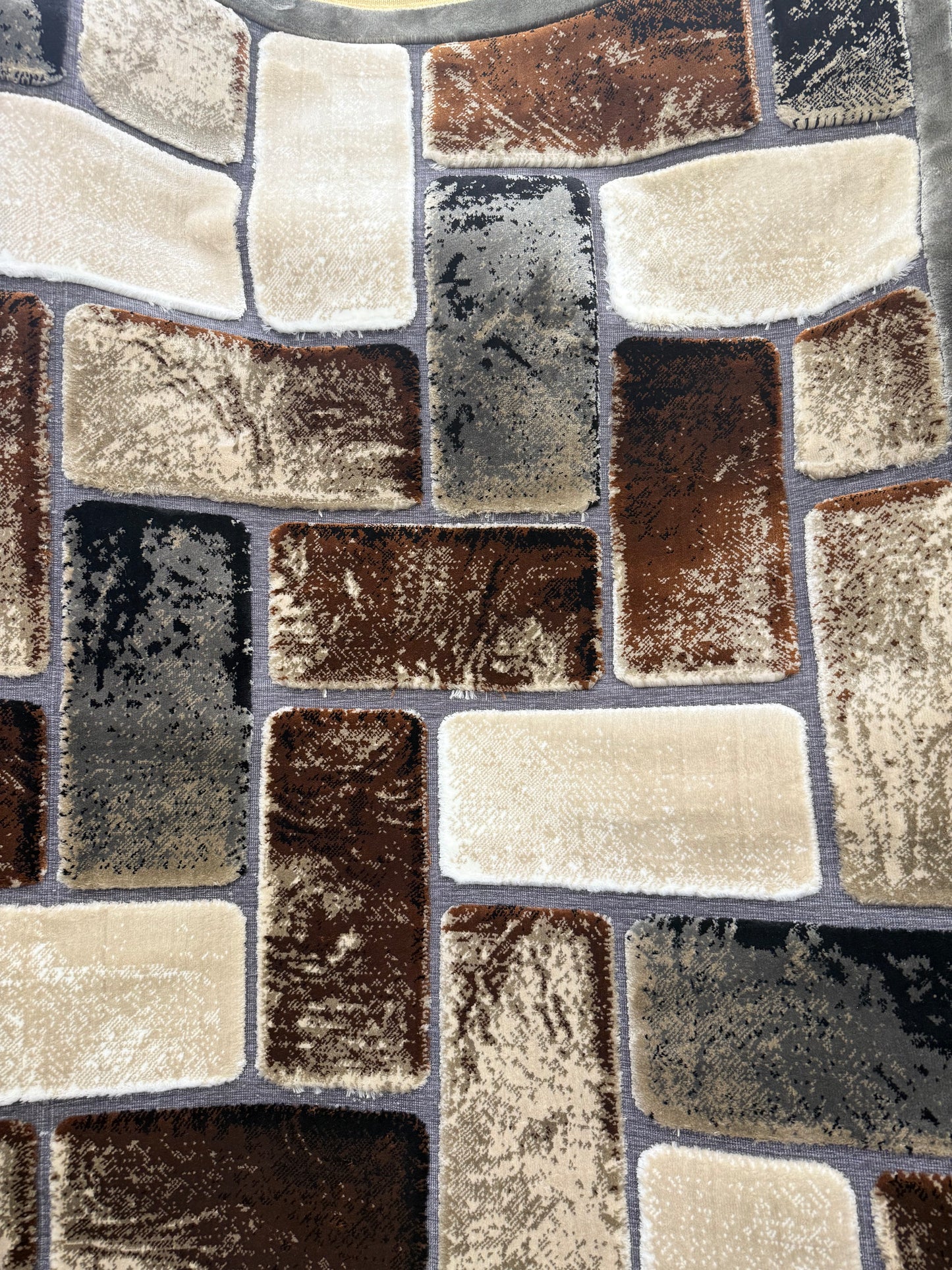 Coastal Stone Design Rug - Blue & Brown Natural Tones - Size Multiple Options