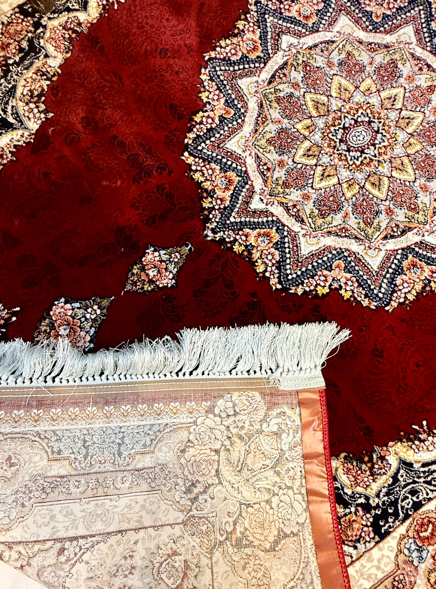 Deep Red Traditional Persian Rug with Navy Accents 150x220cm (4.11x7.3)ft