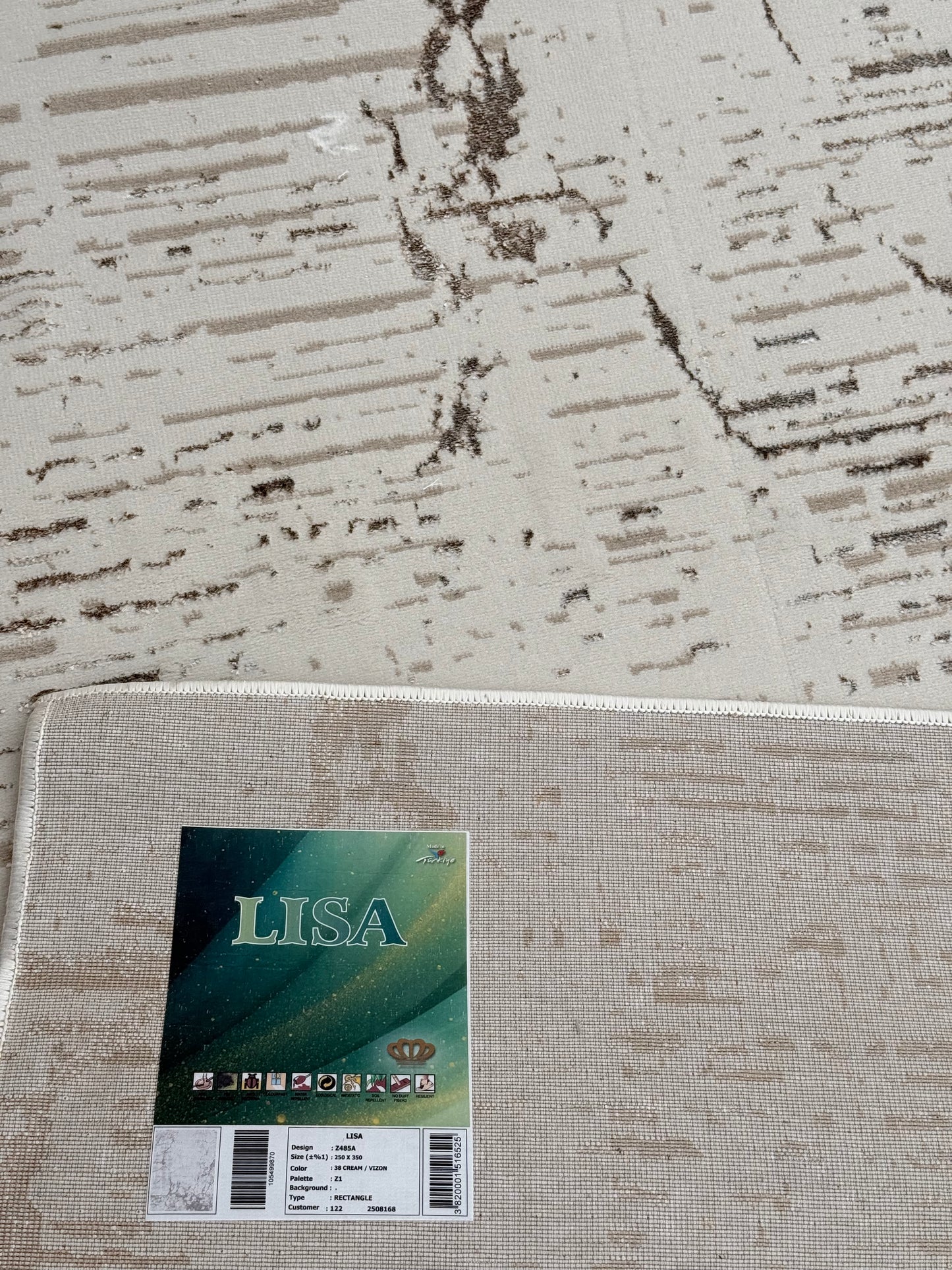 Modern Abstract Distressed Marble Faded Lines Area Rug, White/Ivory & Grey, Size 250 x 350 cm (8'3"x11'6")ft