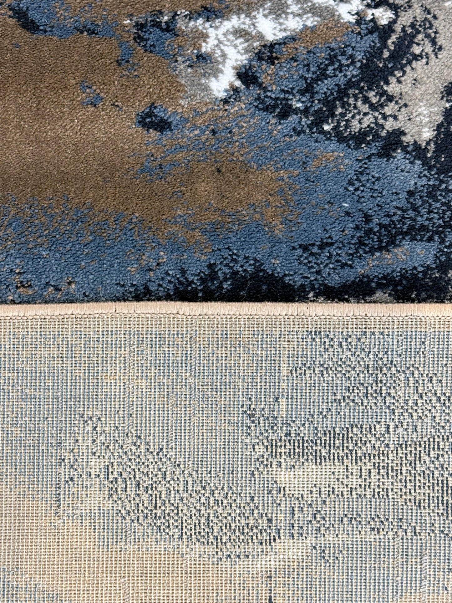 Azure Storm Abstract Rug |slate blue, navy, sandy beige, and white | Size 3.3x5.0 ft