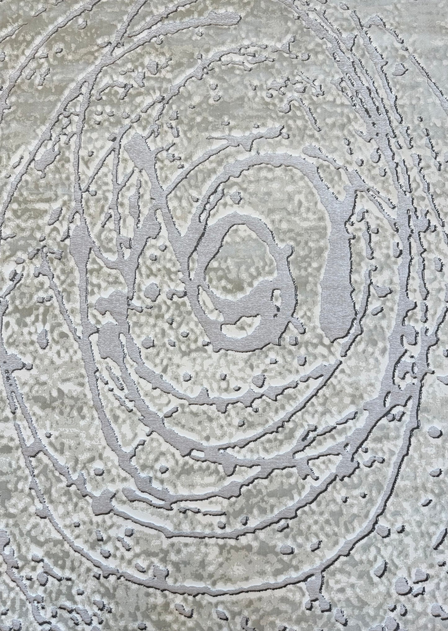 Quartz Modern Abstract Swirl Rug - Ivory and Light Grey - Size (6.7x9.6)ft