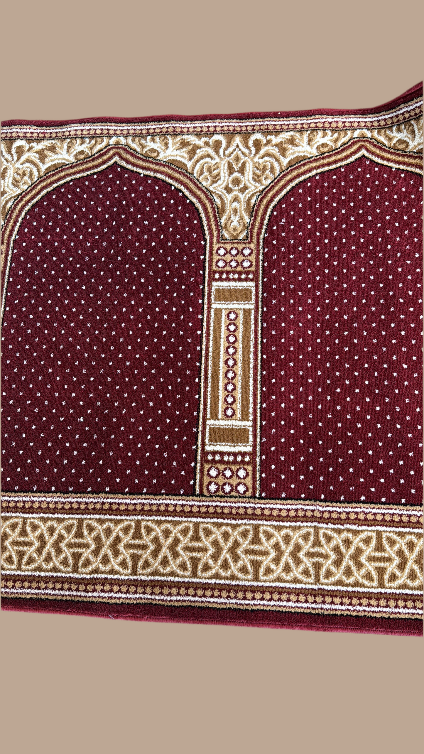 Prayer Mats/Suff Size 2x4 ft Masjid-Style Prayer Carpet (Jaynamaz) – Red & Gold