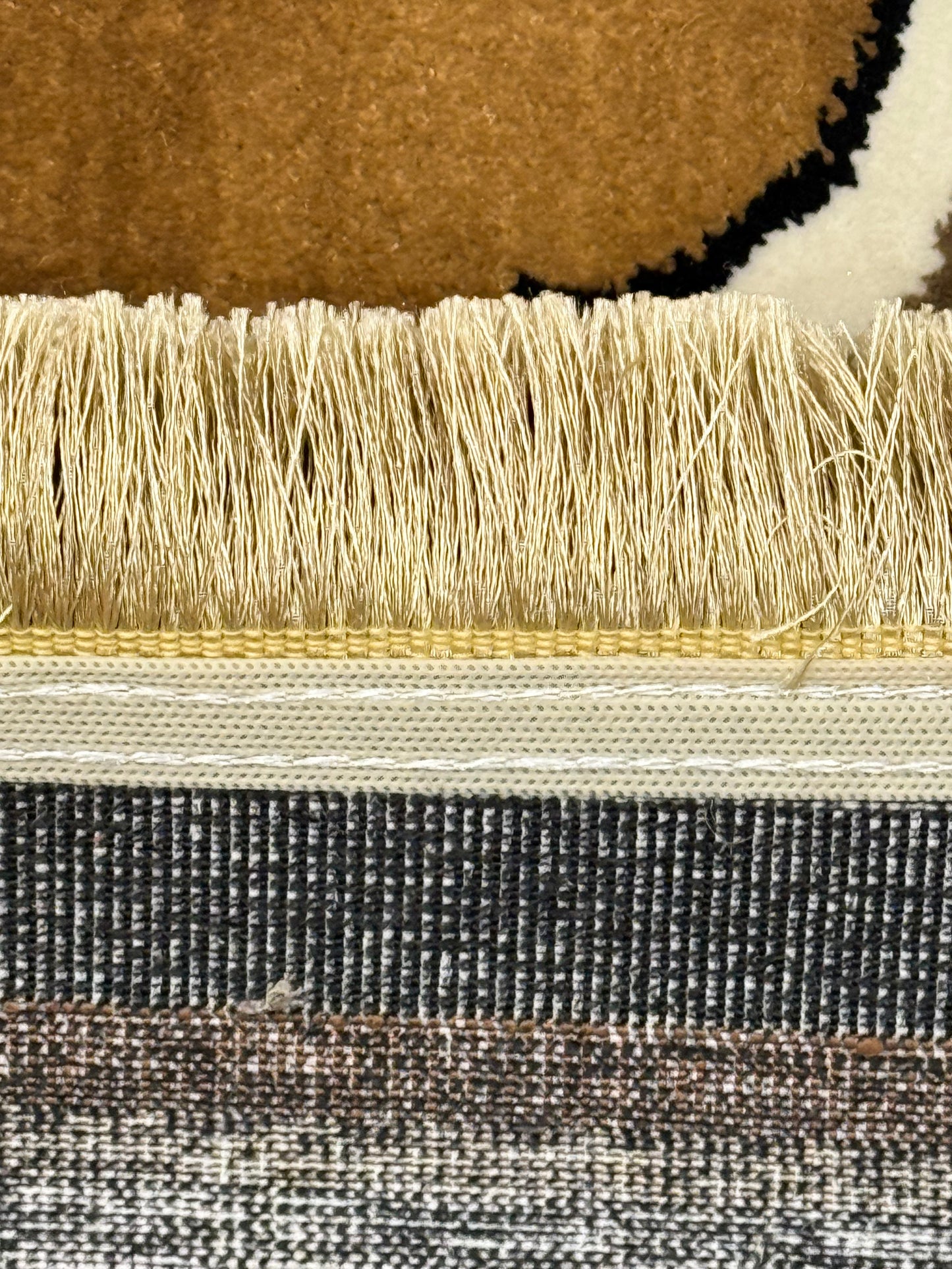 Elegant Chenille Rug with Moroccan Trellis Design – Black, Gold, and Beige 100x150cm & 125x170cm