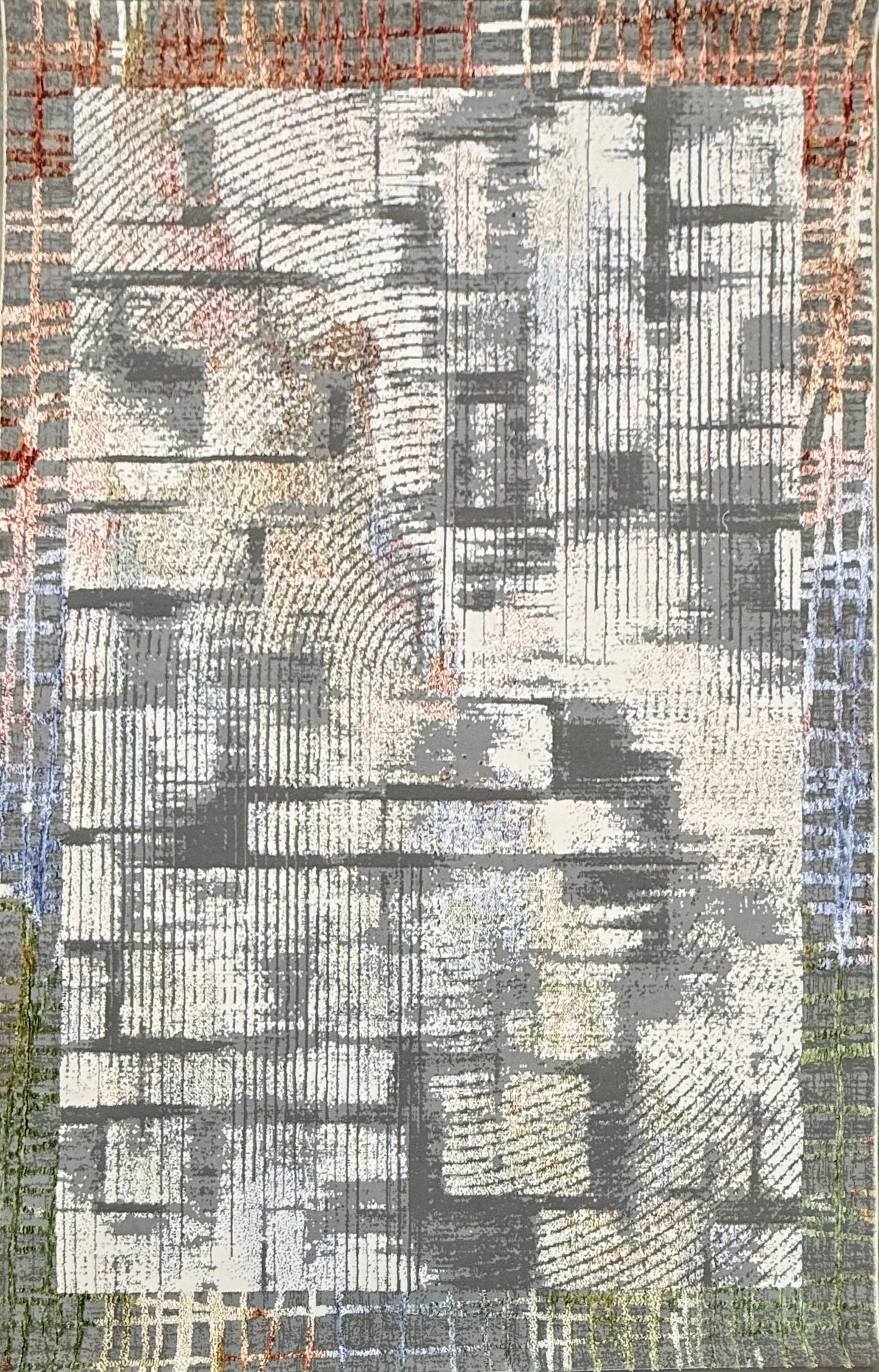 Urban Canvas - Large Abstract Textile Art with Subtle Grey Tones - Size 150x225cm (4.10x7.3)ft
