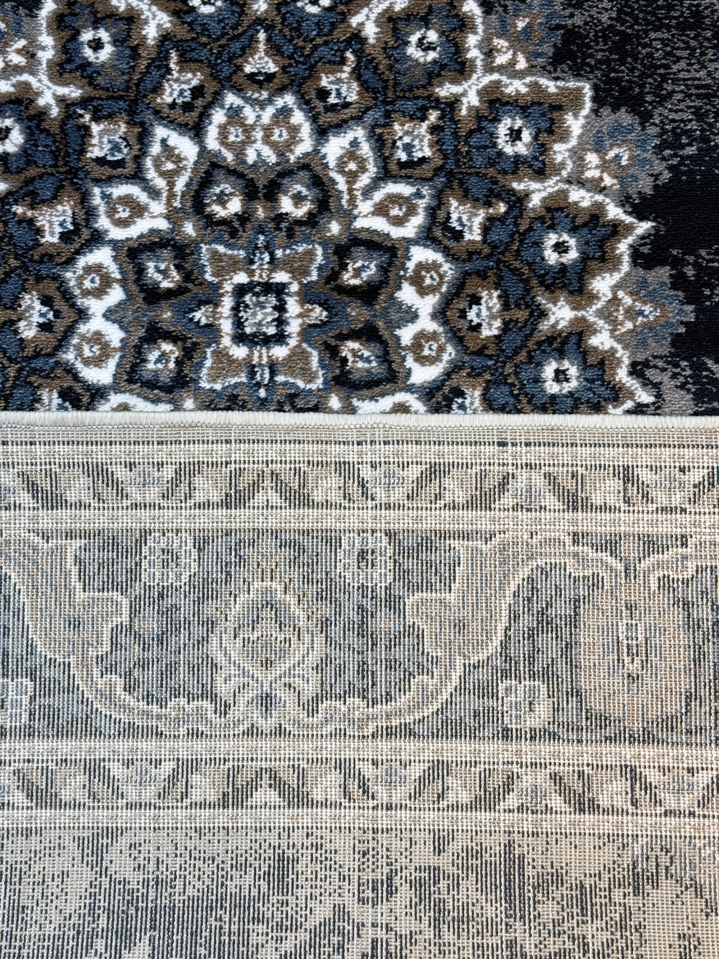 Classic Persian Style Area Rug | Navy Blue Grey Beige Ivory | Size 5 x 7.3 ft