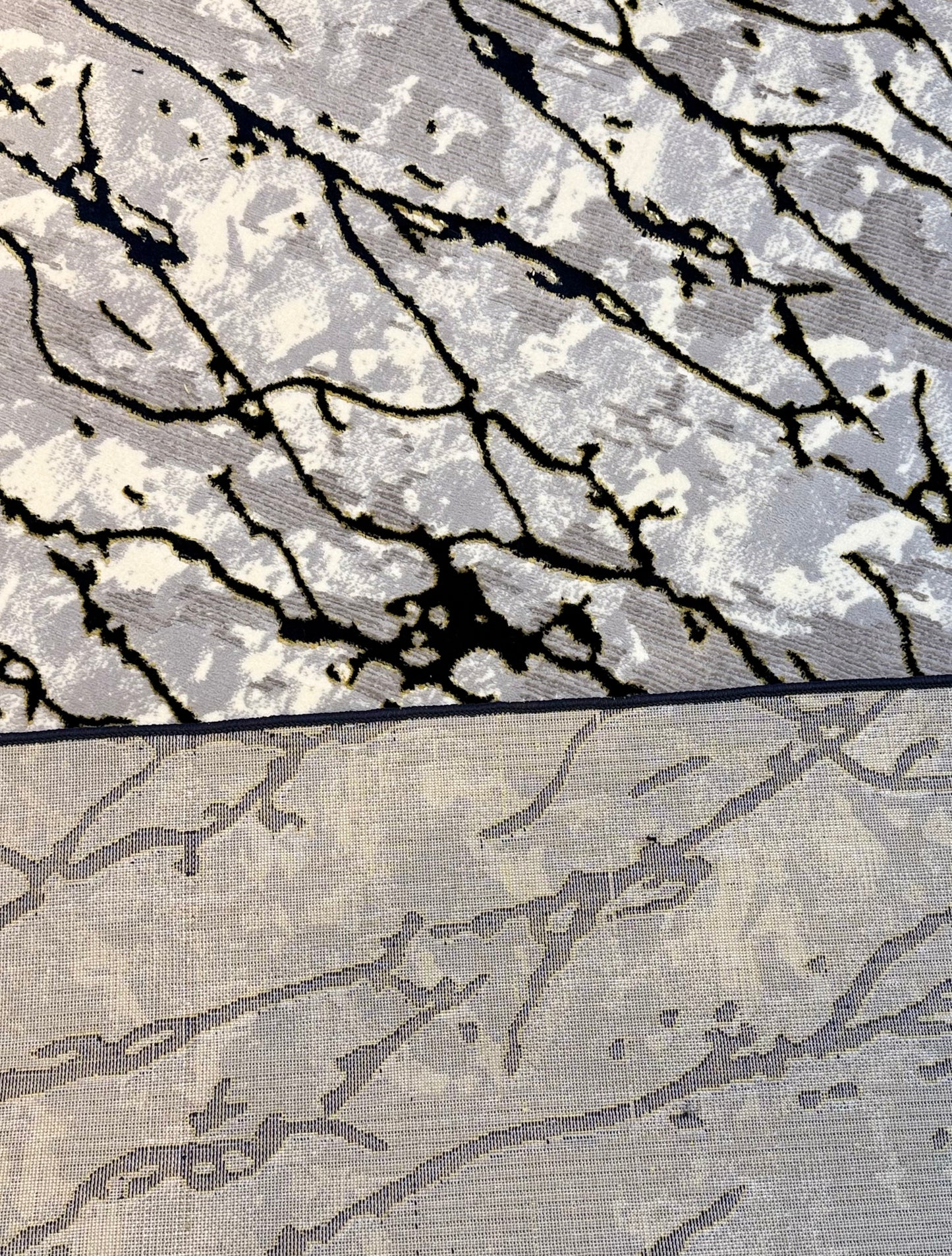 Abstract Marble Rug 5×7.3 ft – Luxury Grey, Black & White Modern Area Carpet
