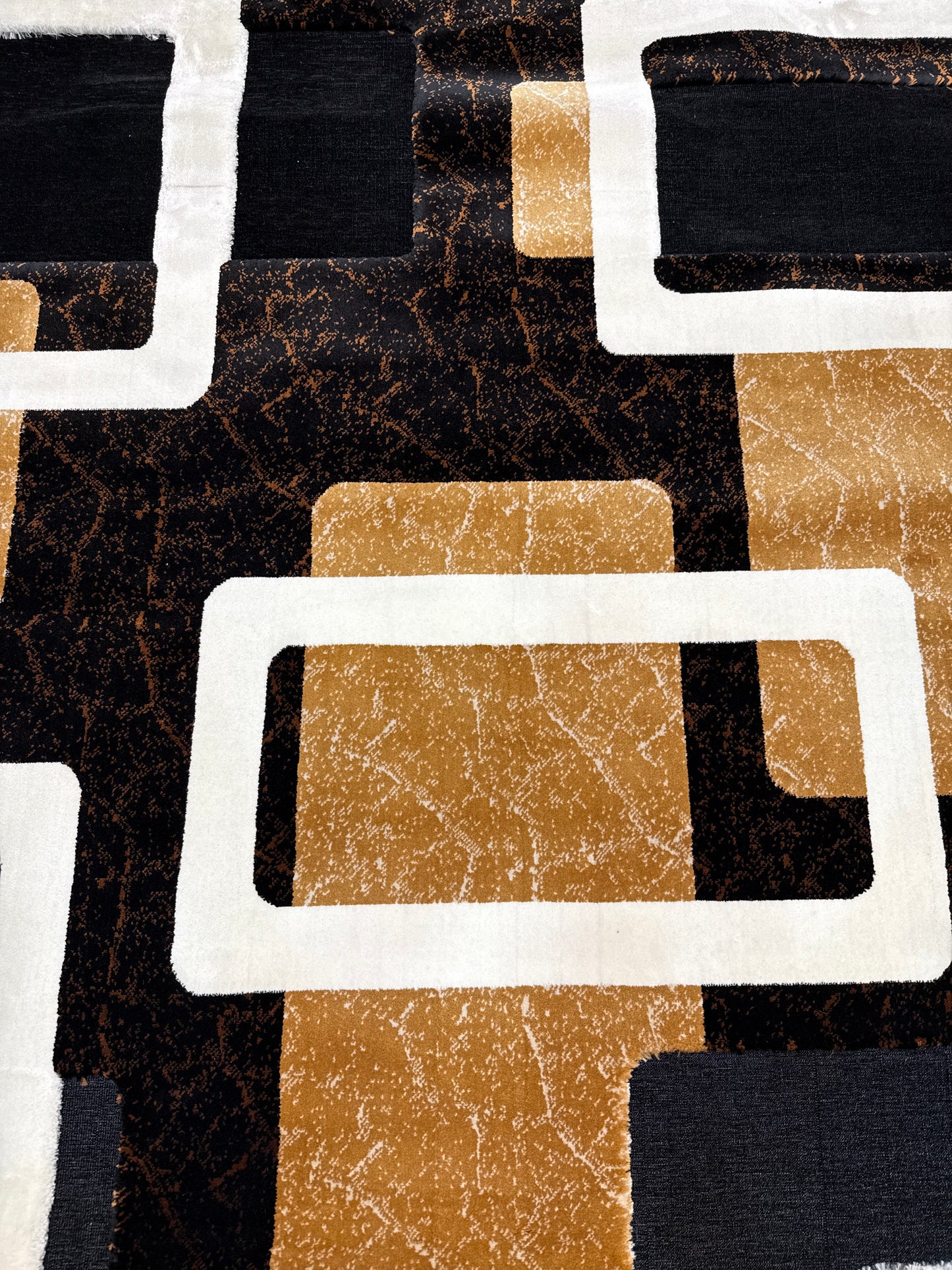 Geometric Block Pattern Rug - Red & Black with Gold & Cream - Size Multiple Options