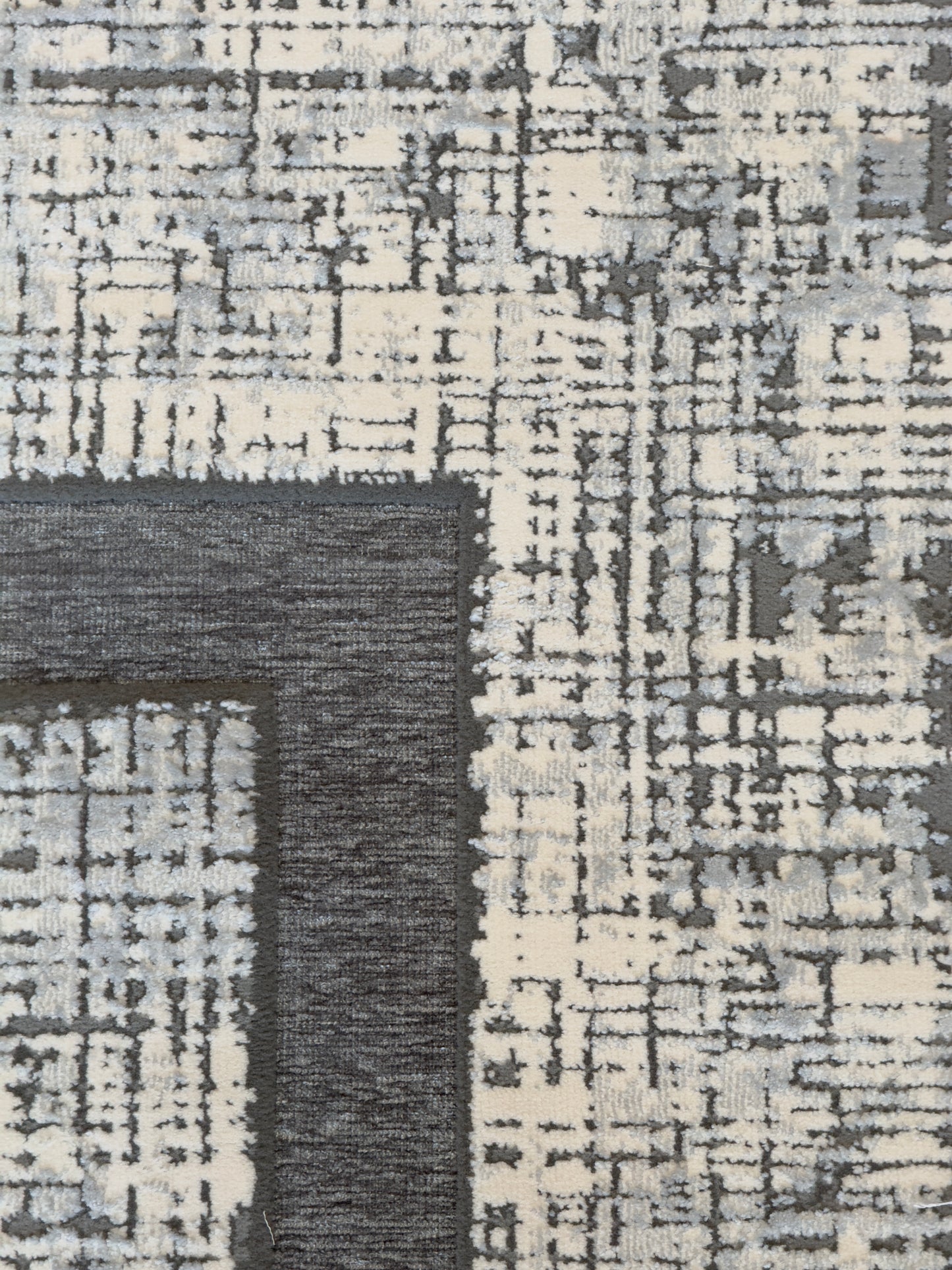 Modern Abstract Geometric Area Rug - Light Grey and Charcoal - Size (6.7x9.6)ft
