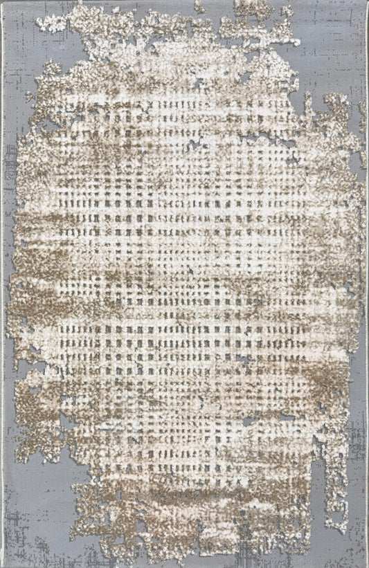 Modern Abstract Rug in Ivory, Taupe & Silver - Size 100x150 cm (3.3x4.11)ft