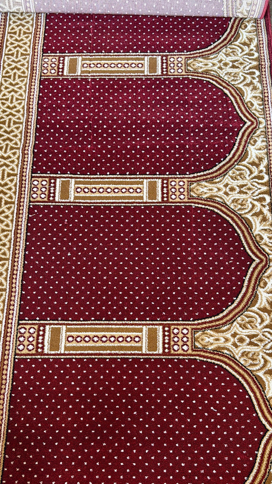 Prayer Mats/Suff Size 2x4 ft Masjid-Style Prayer Carpet (Jaynamaz) – Red & Gold