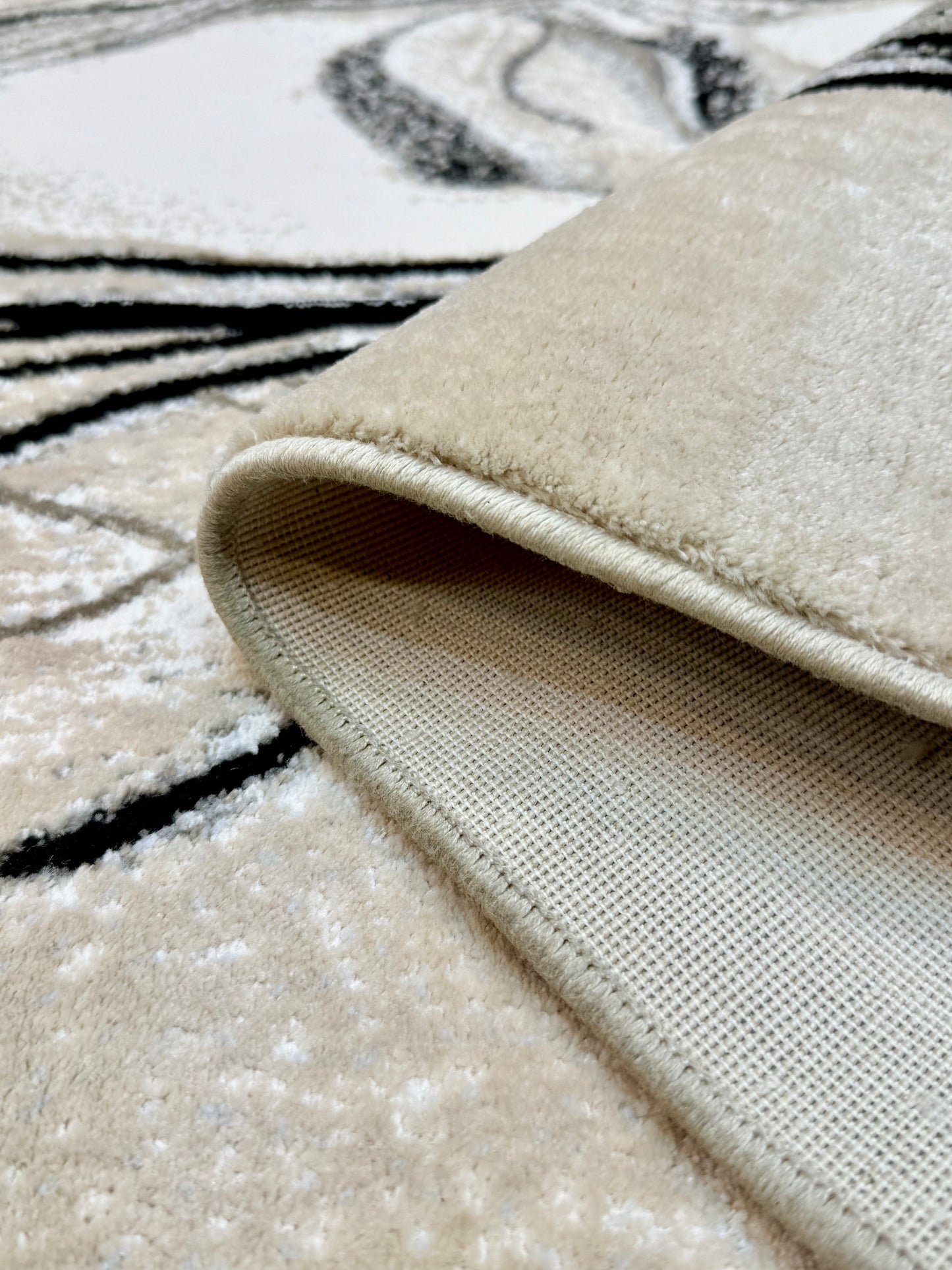 Serene Woman Abstract Face Area Rug - Beige and Black - Size (4.10x7.3)ft