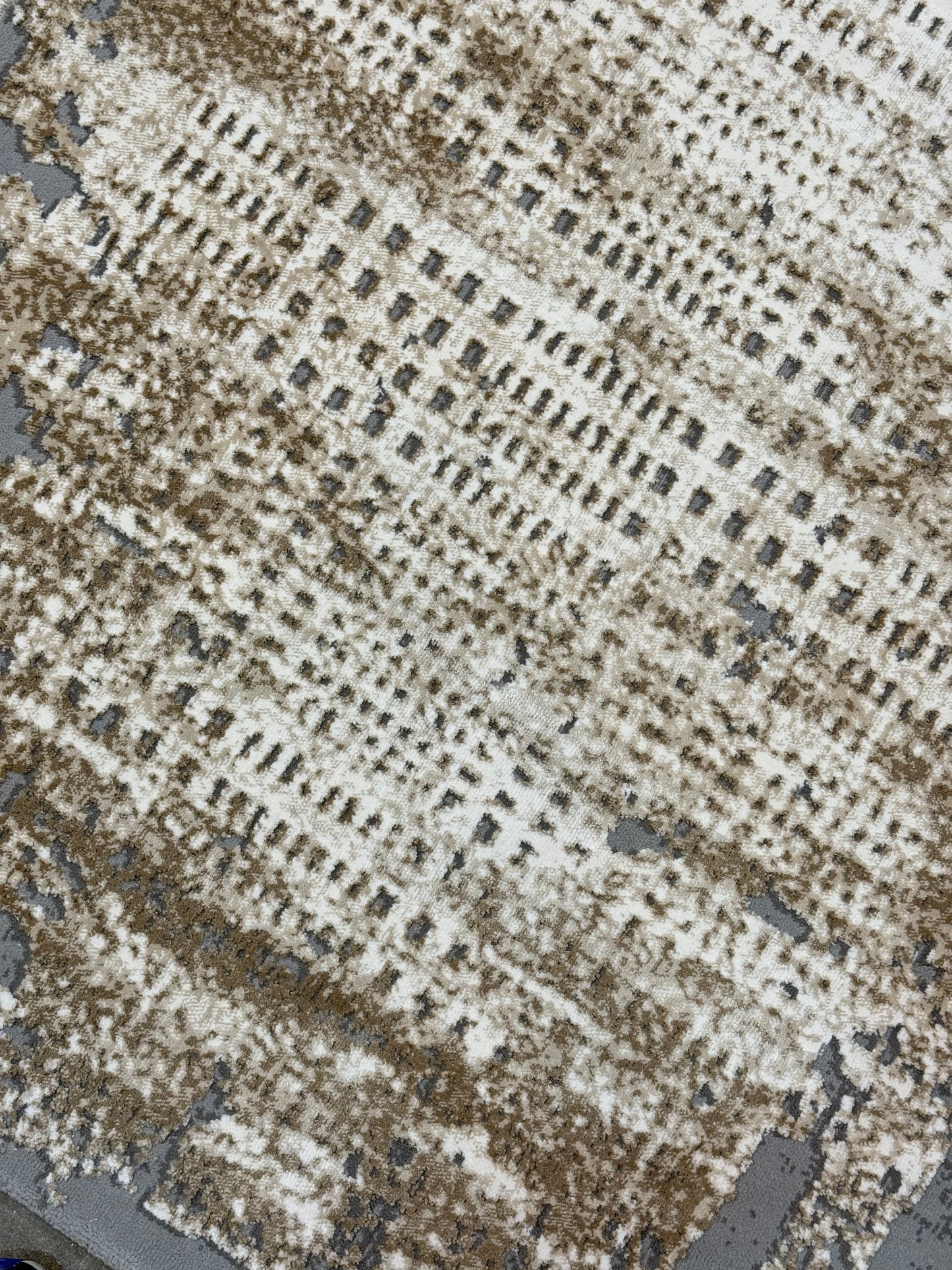 Modern Abstract Rug in Ivory, Taupe & Silver - Size 100x150 cm (3.3x4.11)ft