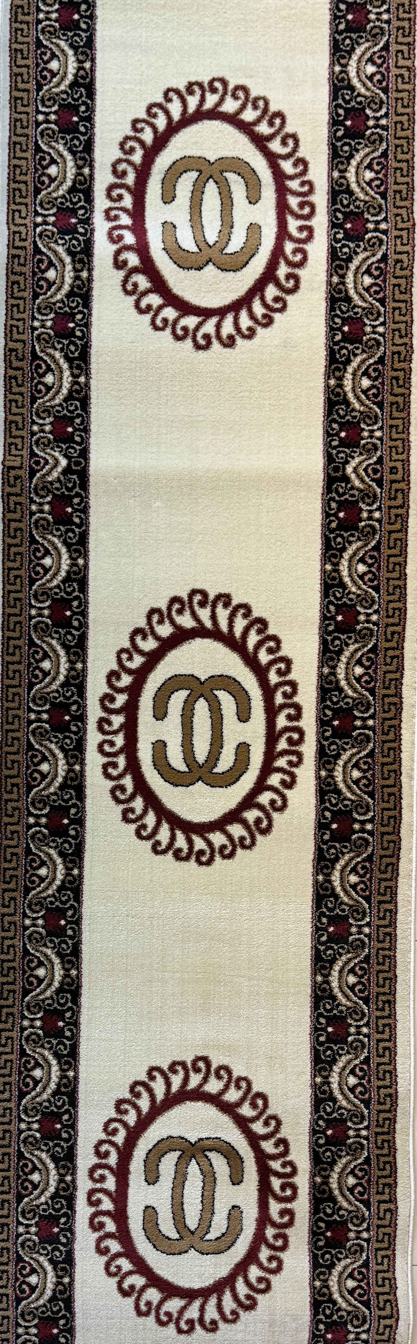 Classic Medallion Runner Rug Beige Brown Black 2.7 x 13.2 feet