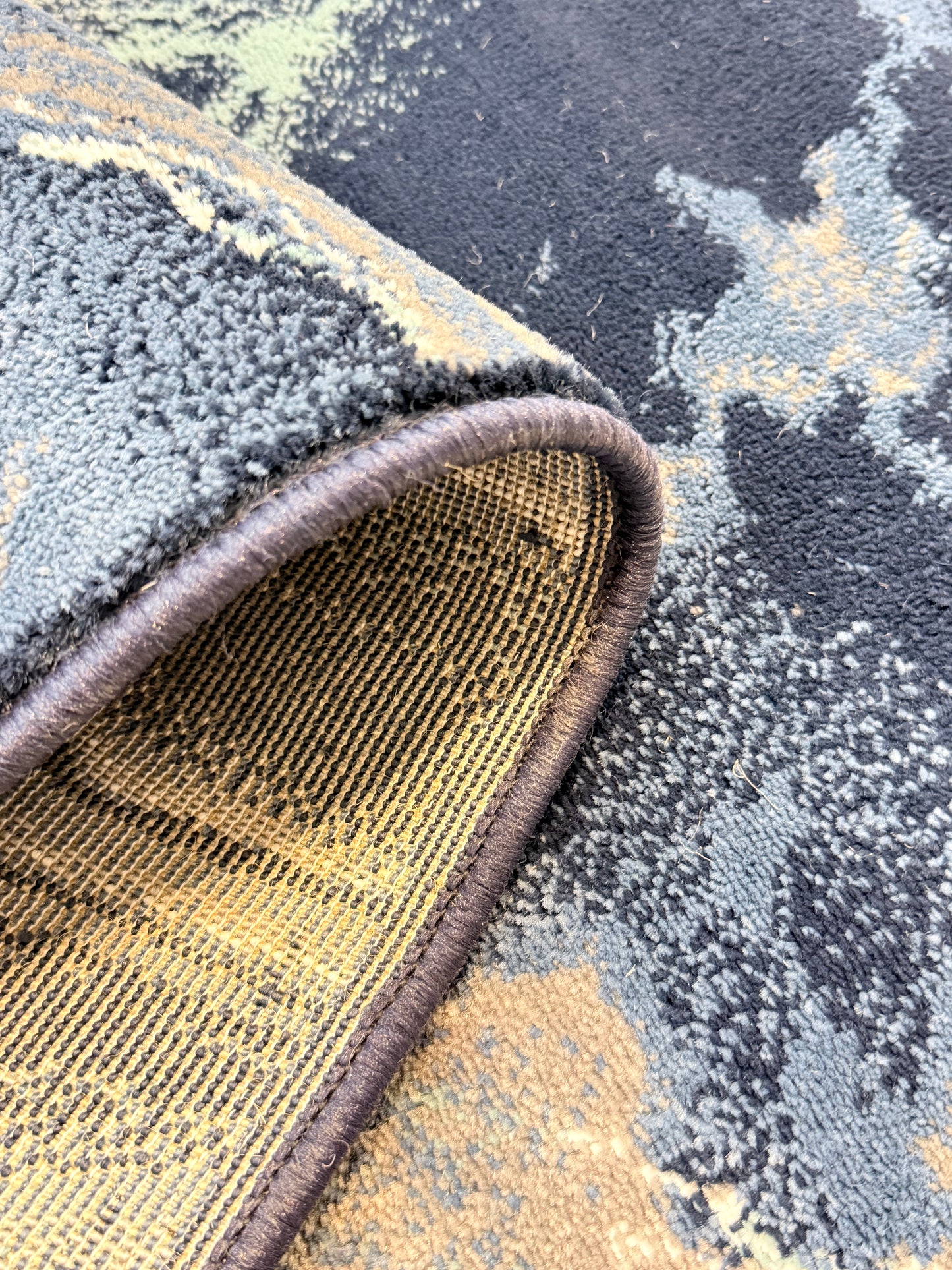 Midnight Marble Abstract Area Rug | deep navy, charcoal gray, and slate | Size 3.3x5.0 ft