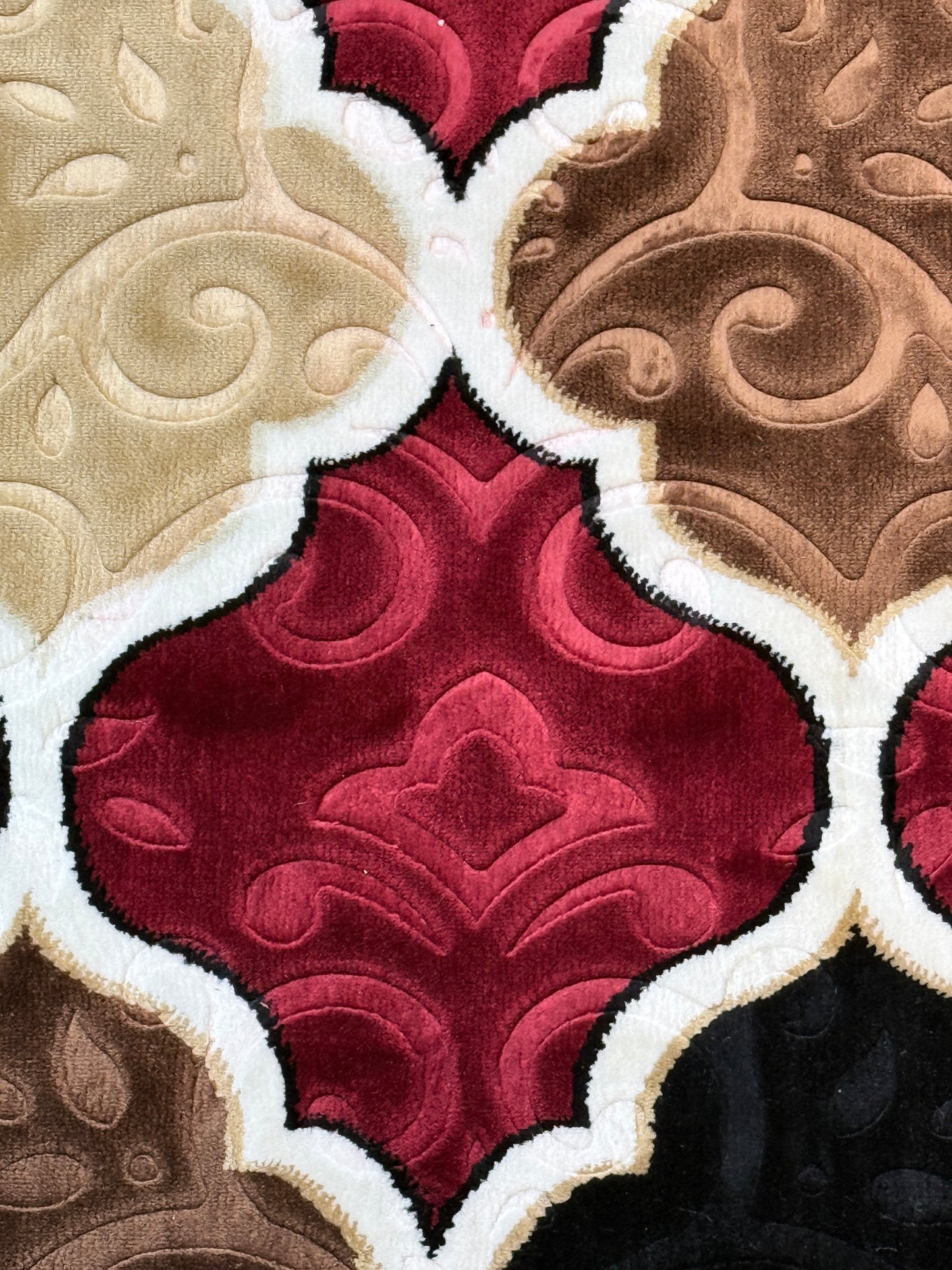 Marrakesh Lattice Area Rug | Burgundy, Cream & Espresso | Size 150x230 cm (4.11x7.6 ft)