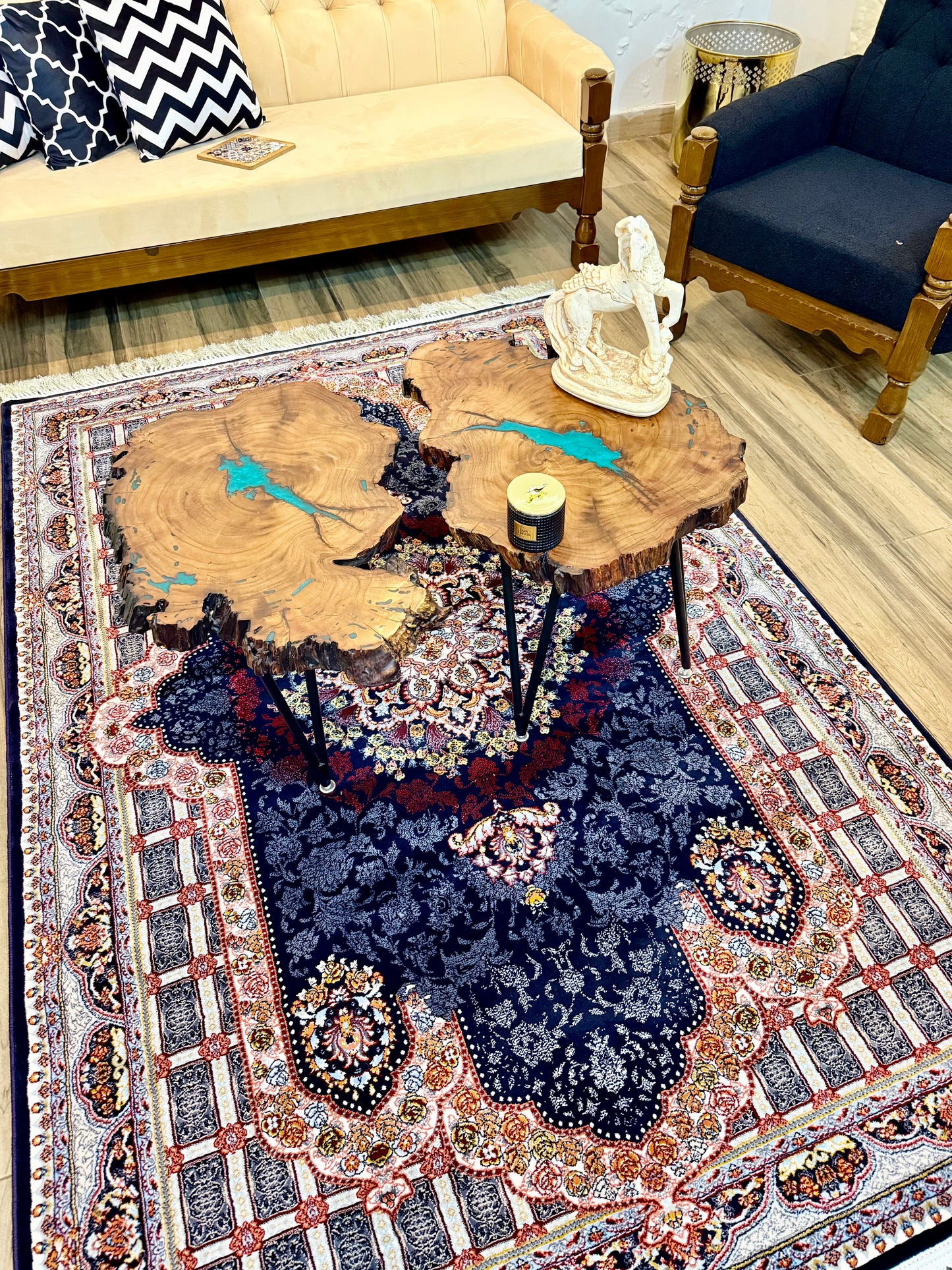 Navy & Red Persian Style Rug - 150x220cm (4.11x7.3)ft