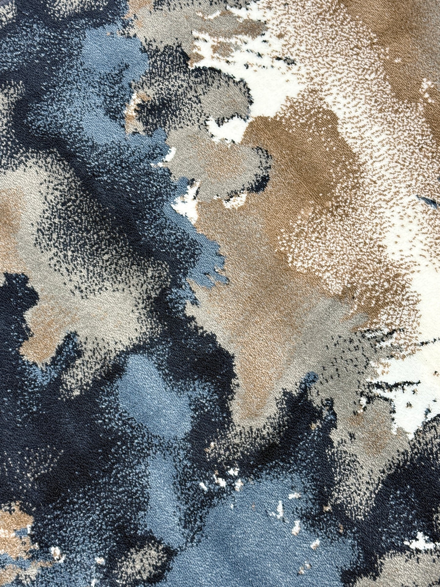 Abstract Nebula Area Rug |   navy blue, charcoal grey & earthy taupe | Size 3.3x5.0 ft
