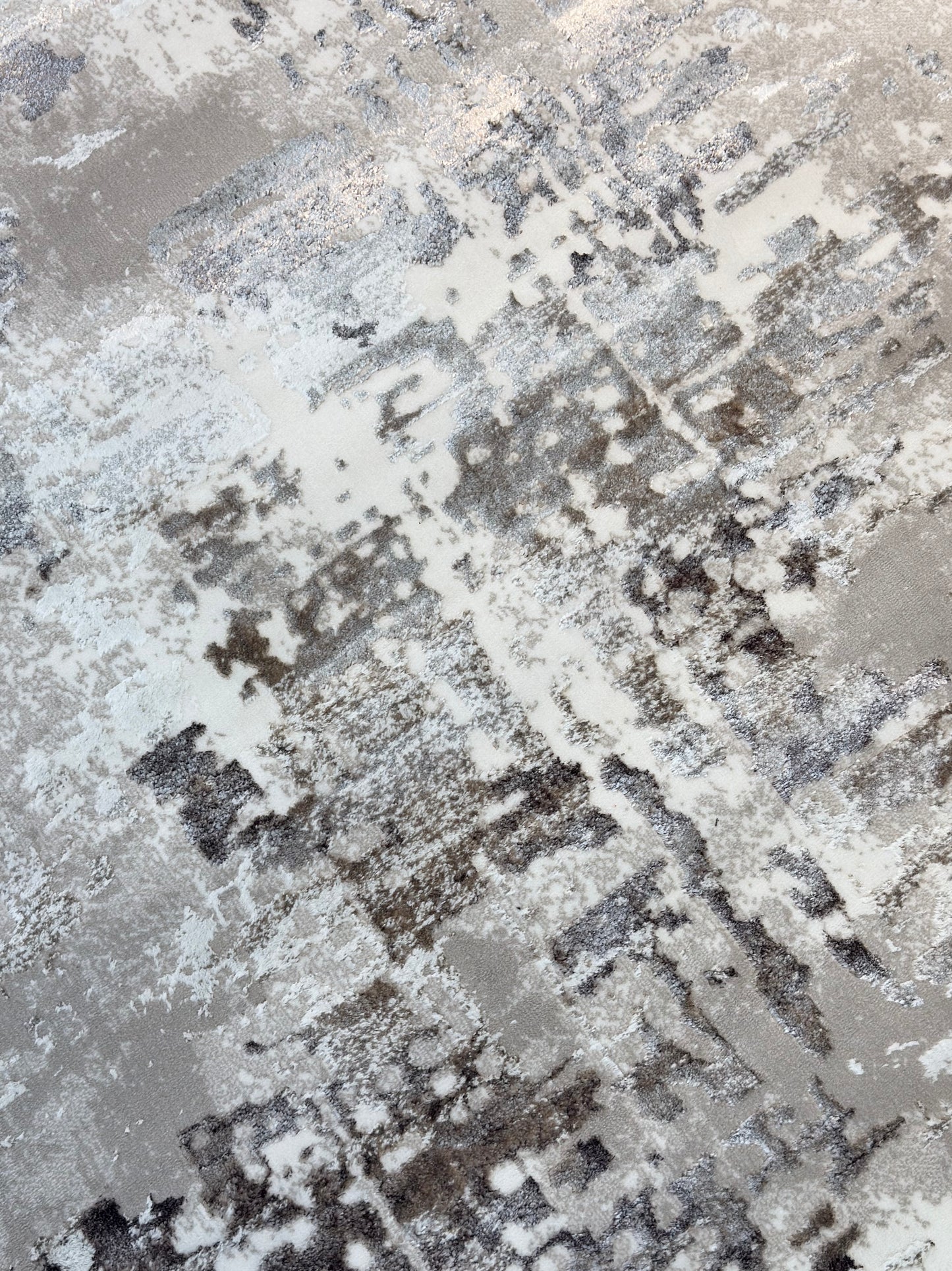 Modern Abstract Grey & Ivory Area Rug | Textured Design |Size 120×170 cm (4×5.7 ft)