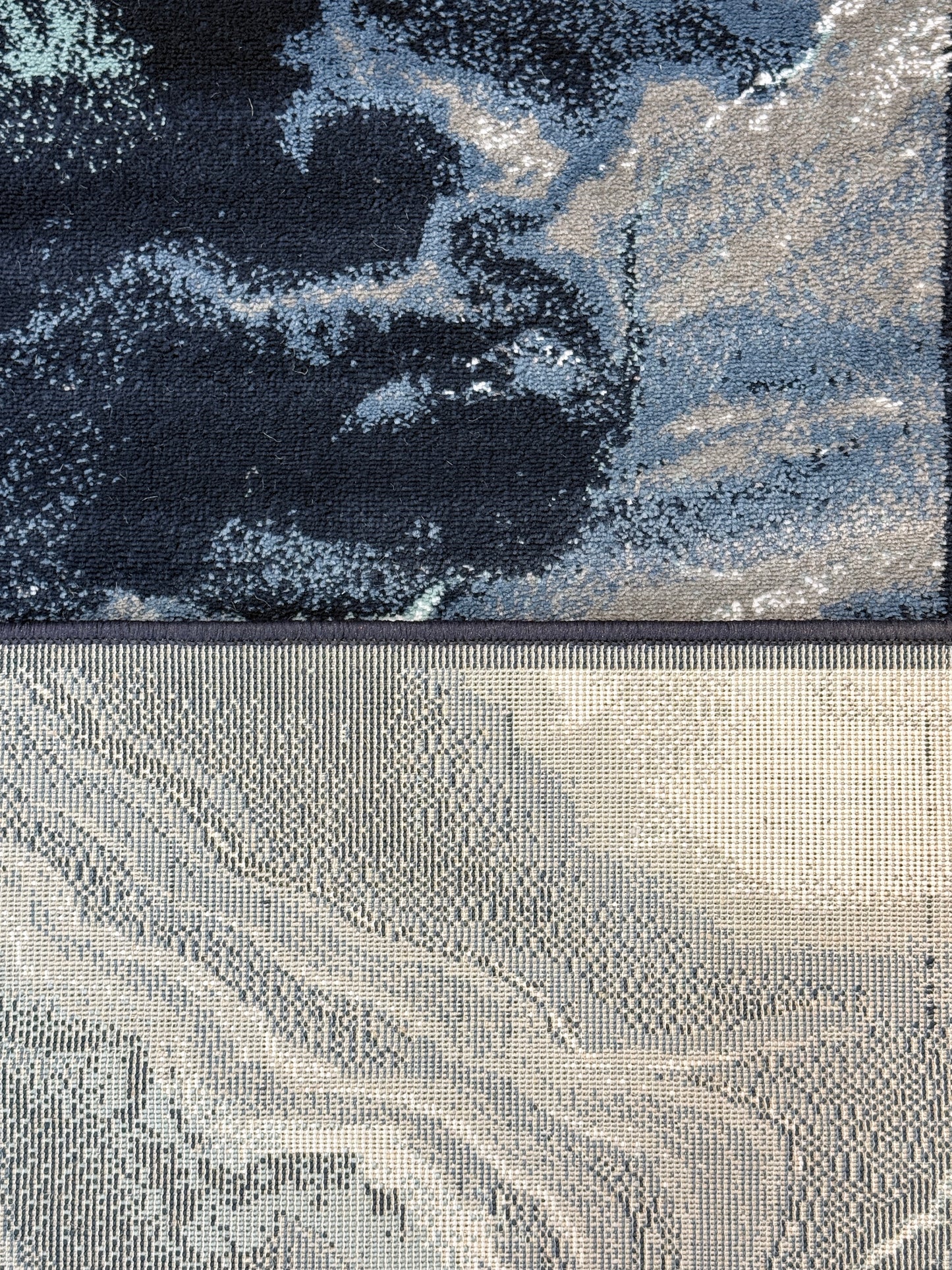 Midnight Marble Abstract Area Rug | deep navy, charcoal gray, and slate | Size 3.3x5.0 ft