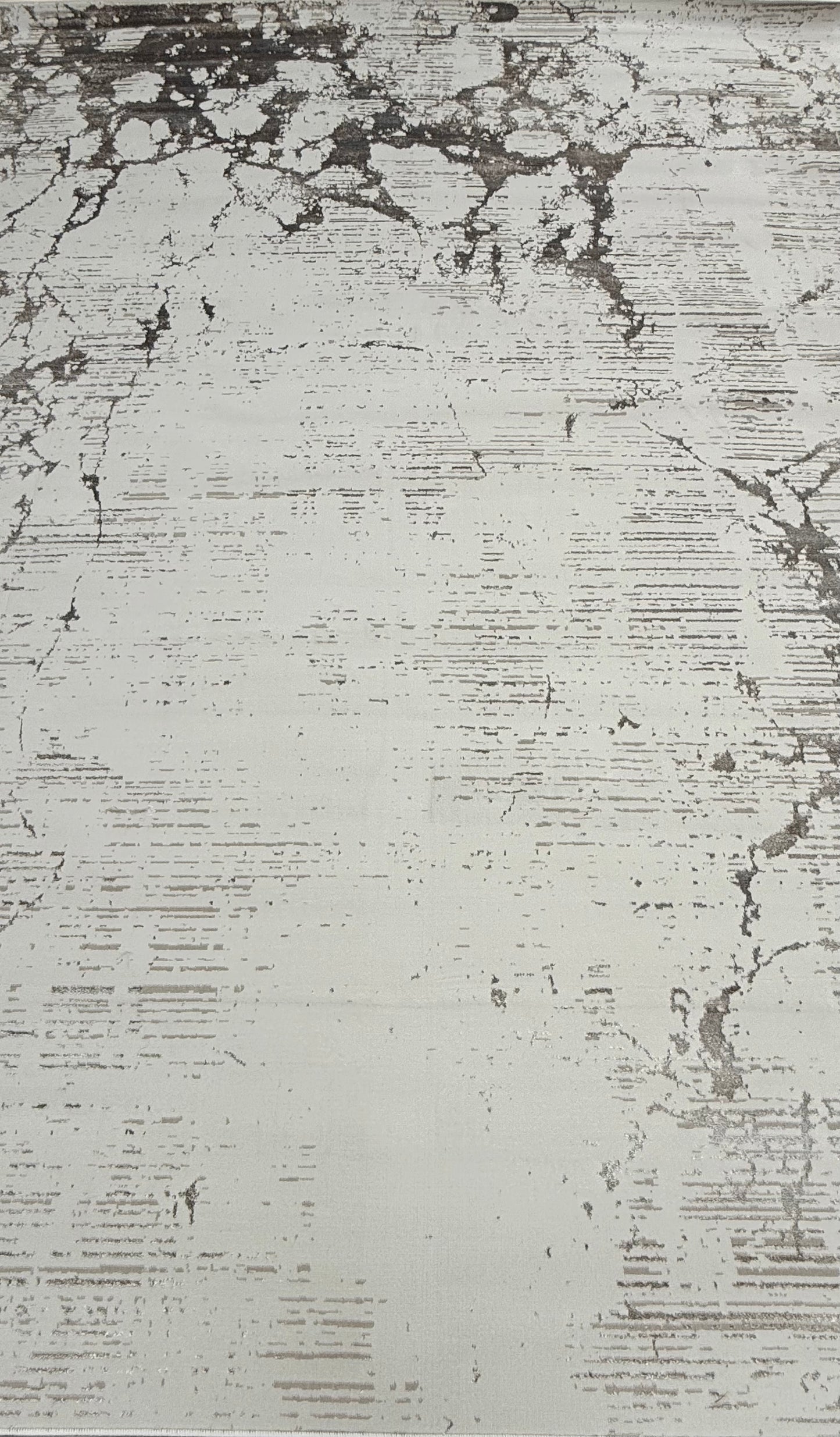 Modern Abstract Distressed Marble Faded Lines Area Rug, White/Ivory & Grey, Size 250 x 350 cm (8'3"x11'6")ft