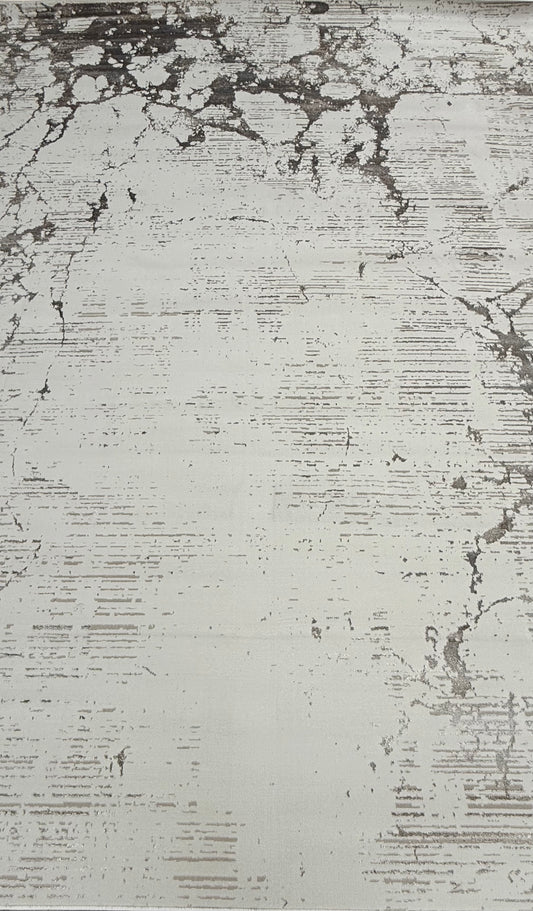 Modern Abstract Distressed Marble Faded Lines Area Rug, White/Ivory & Grey, Size 250 x 350 cm (8'3"x11'6")ft