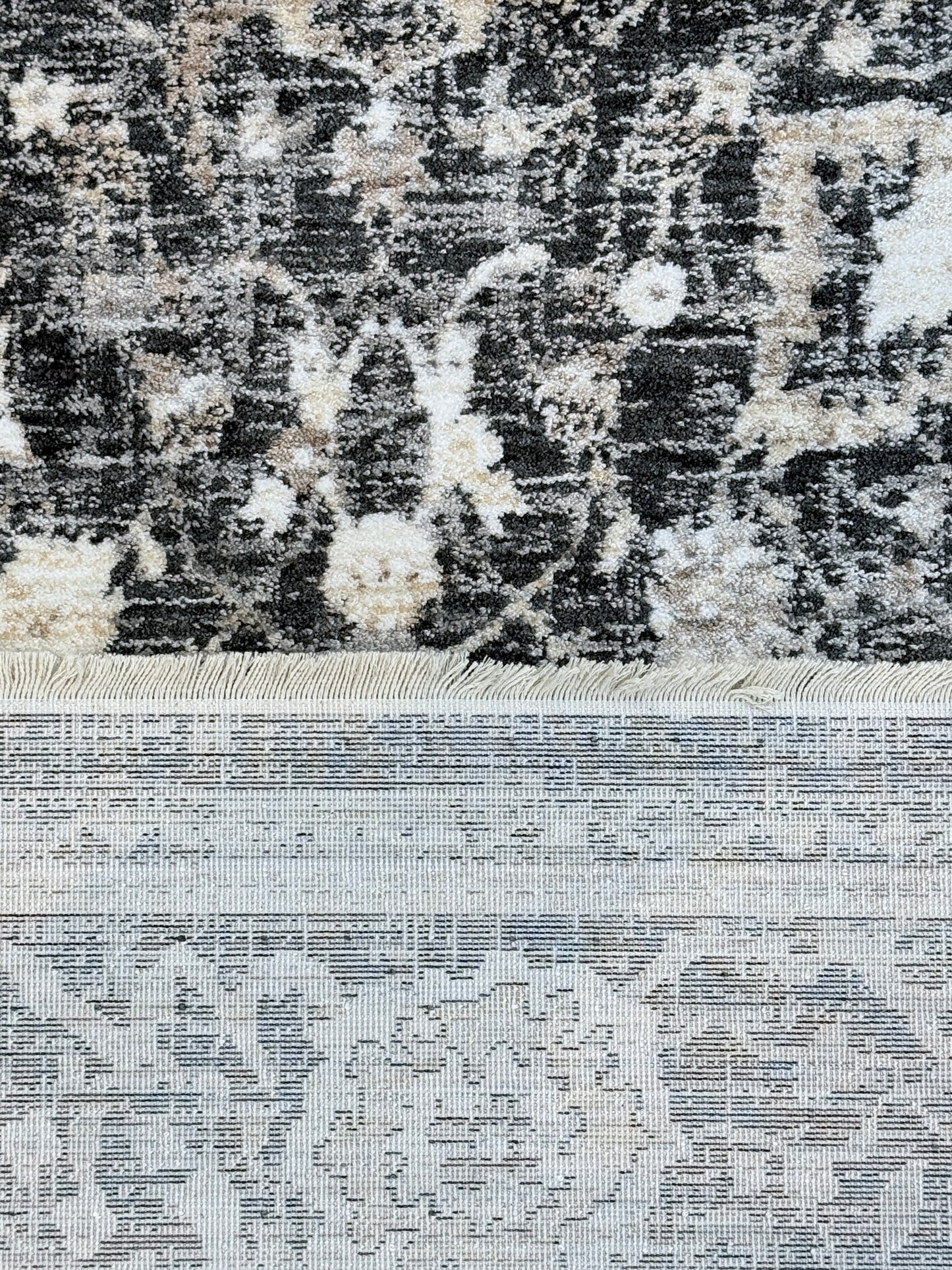 Vintage Floral Medallion Rug | Charcoal & Grey | Size 150x230 cm (4.11x7.6 ft)