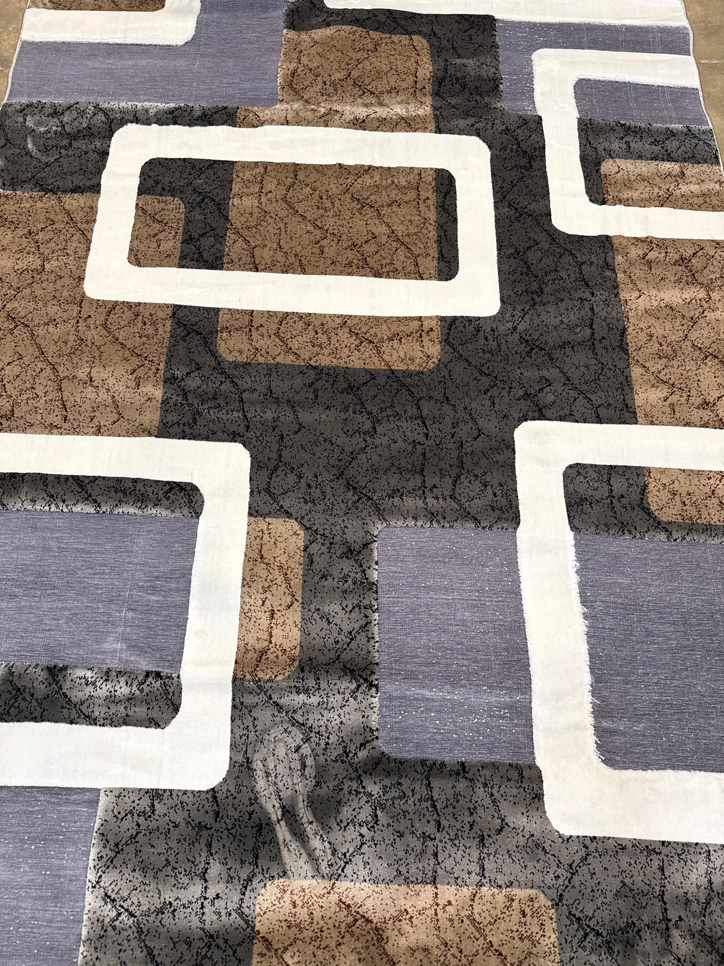 Modern Abstract Block Rug - Grey & Navy Blue - Size Multiple Options