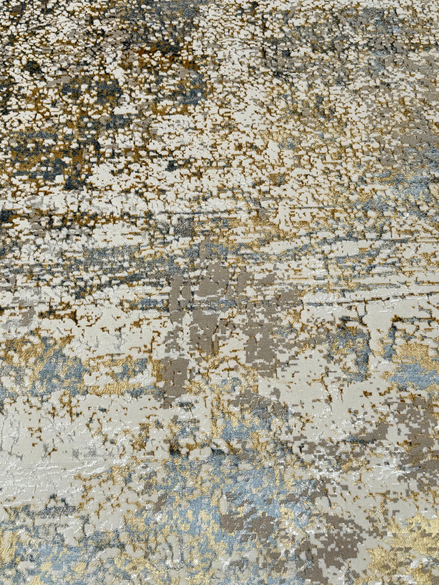 Abstract Textured Modern Rug - Beige, Cream, Grey, Gold & Light Blue | 250x350 cm (8.2x11.5 ft)