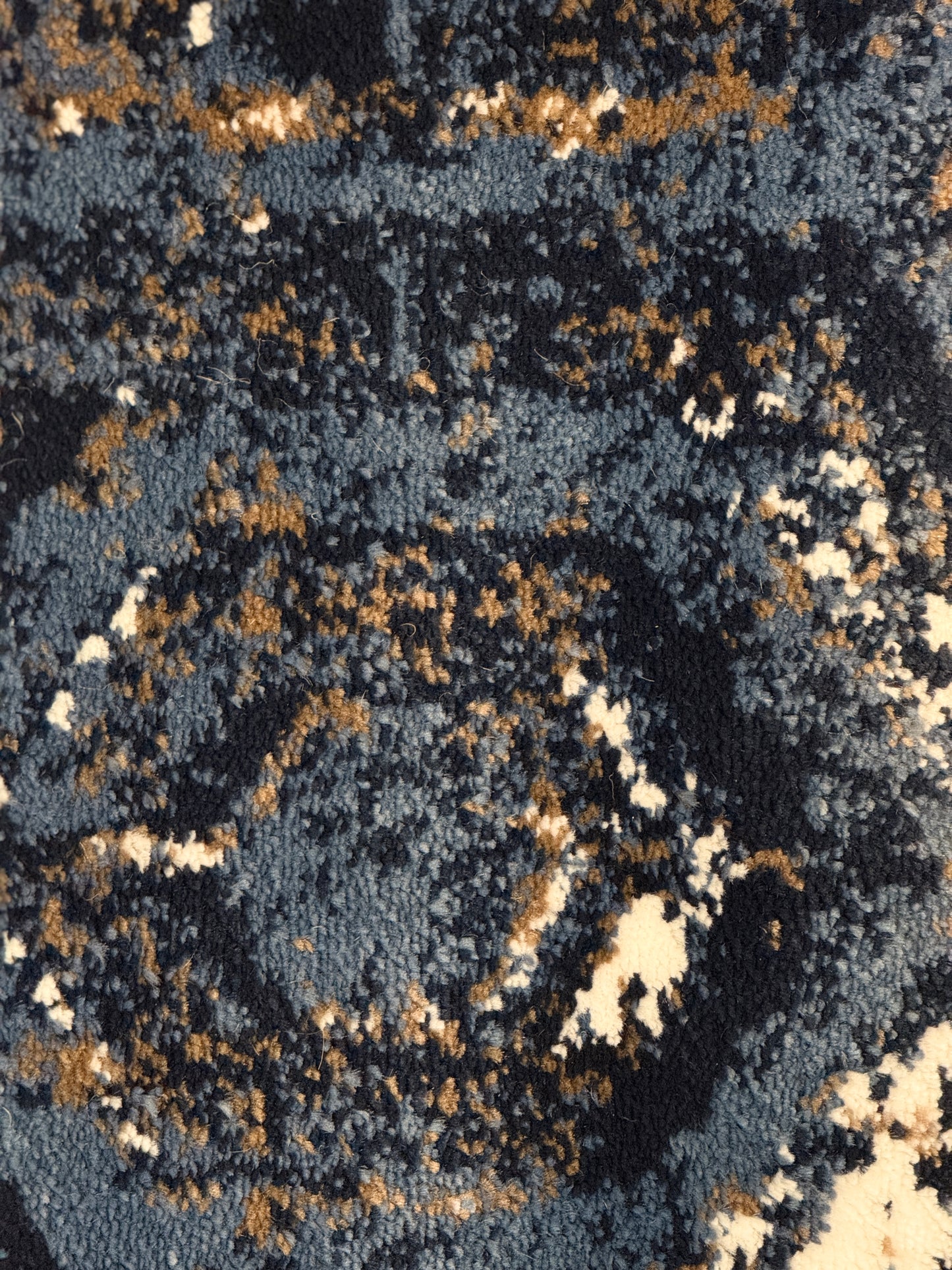 Abstract Geometric Distressed Area Rug | navy blue, grey, cream & taupe | Size 3.3x5.0 ft