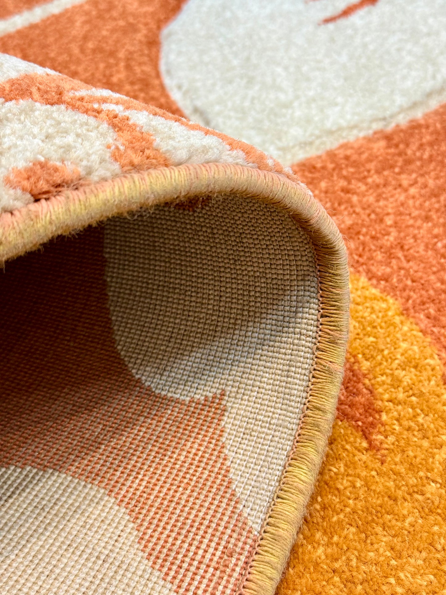 Bohemian Floral Area Rug | terracotta, cream & mustard gold | Size 160x220 cm (5.3x7.3 ft)