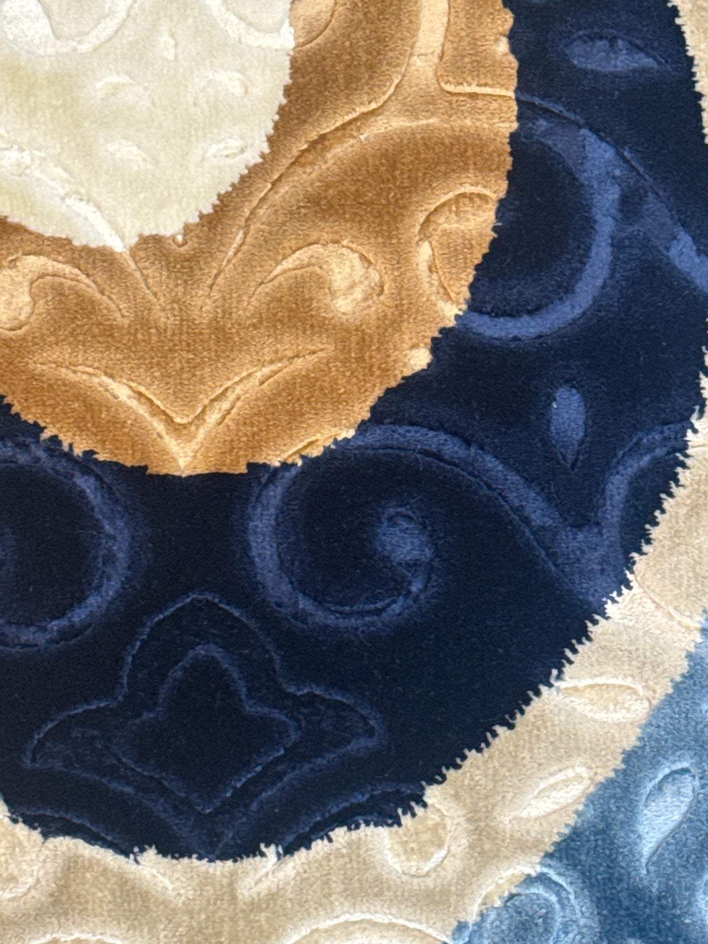 Modern Abstract Circle Pattern Blue, Beige, and Brown Area Rug - 100x150 cm (Approx. 3'3" x 5'0")