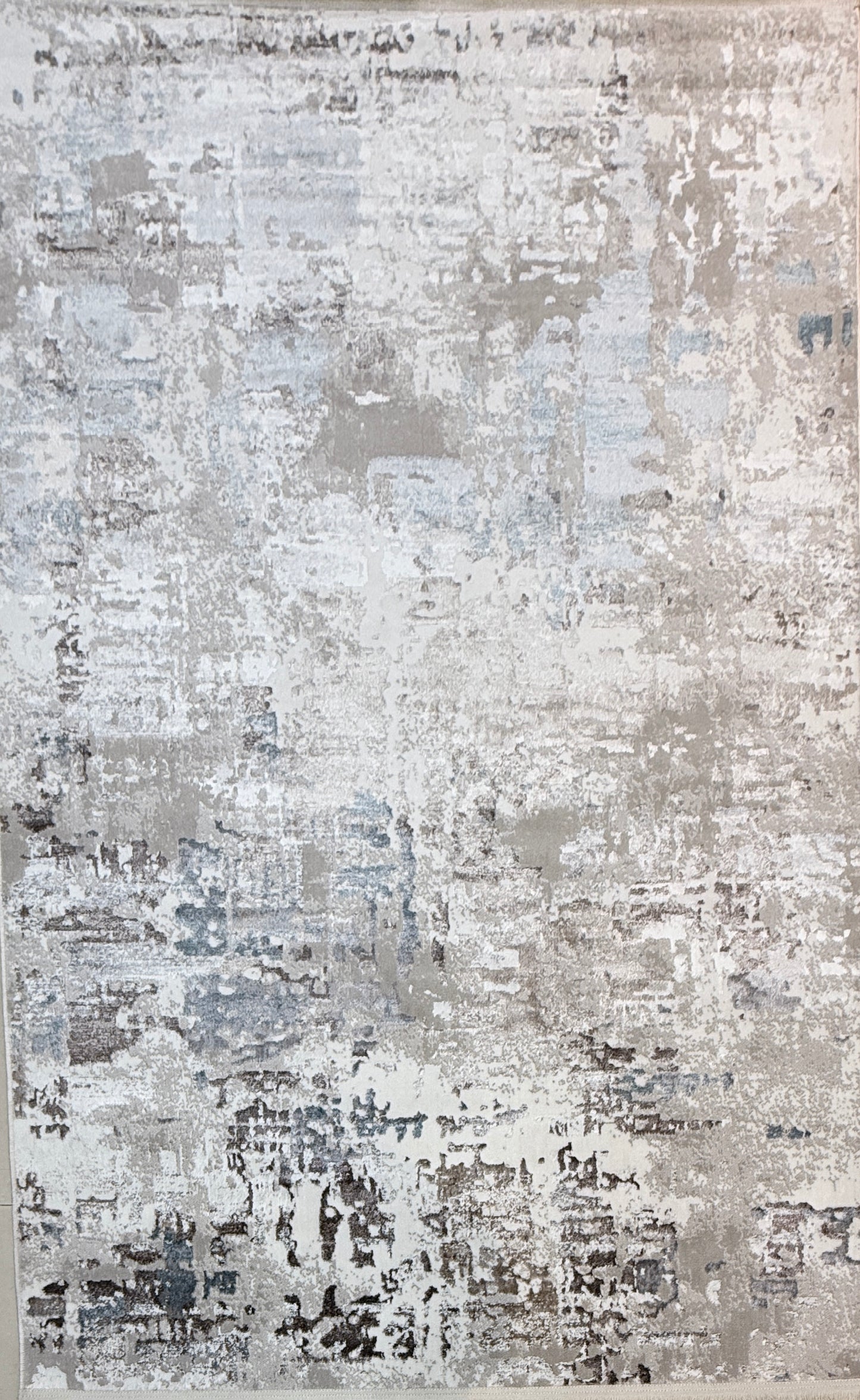 Abstract Distressed Texture Rug | Grey, Beige, and Blue | Size 150x220 cm (4.11x7.2 ft)